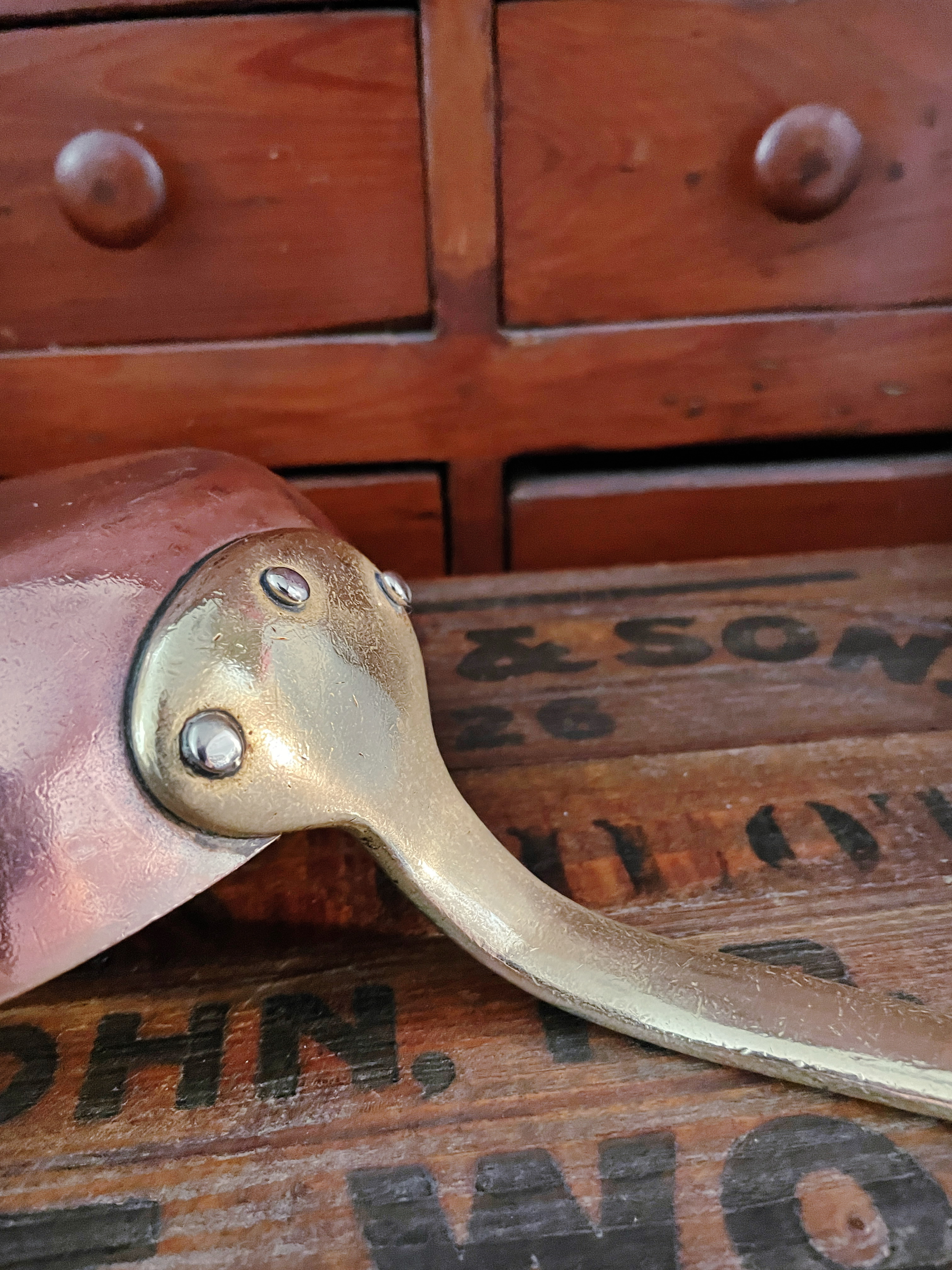 Antique Heinrichs Copper and Sterling Pan from Café Martin NYC