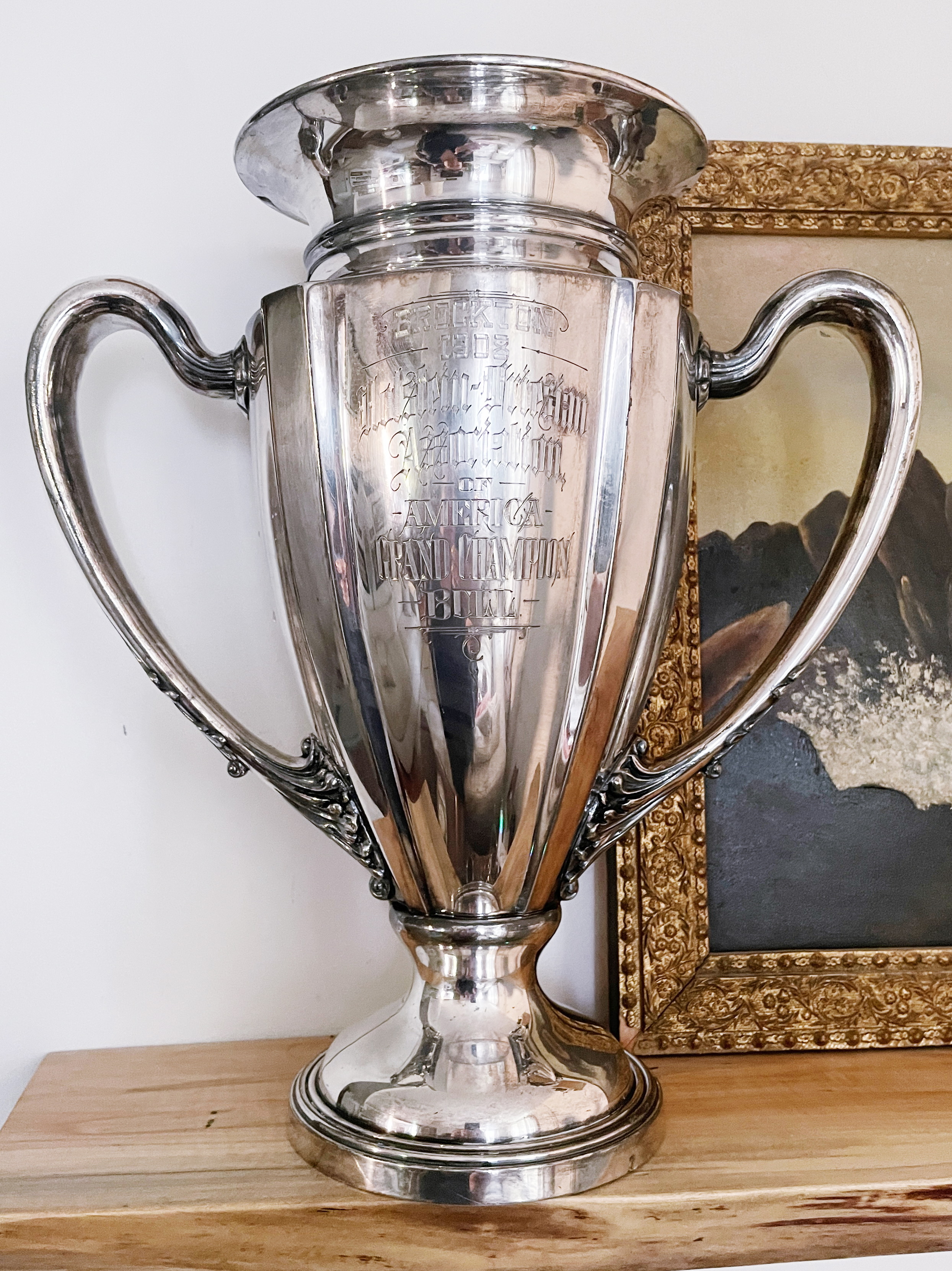 Big 1908 Silver Plated Grand Champion Bull Trophy