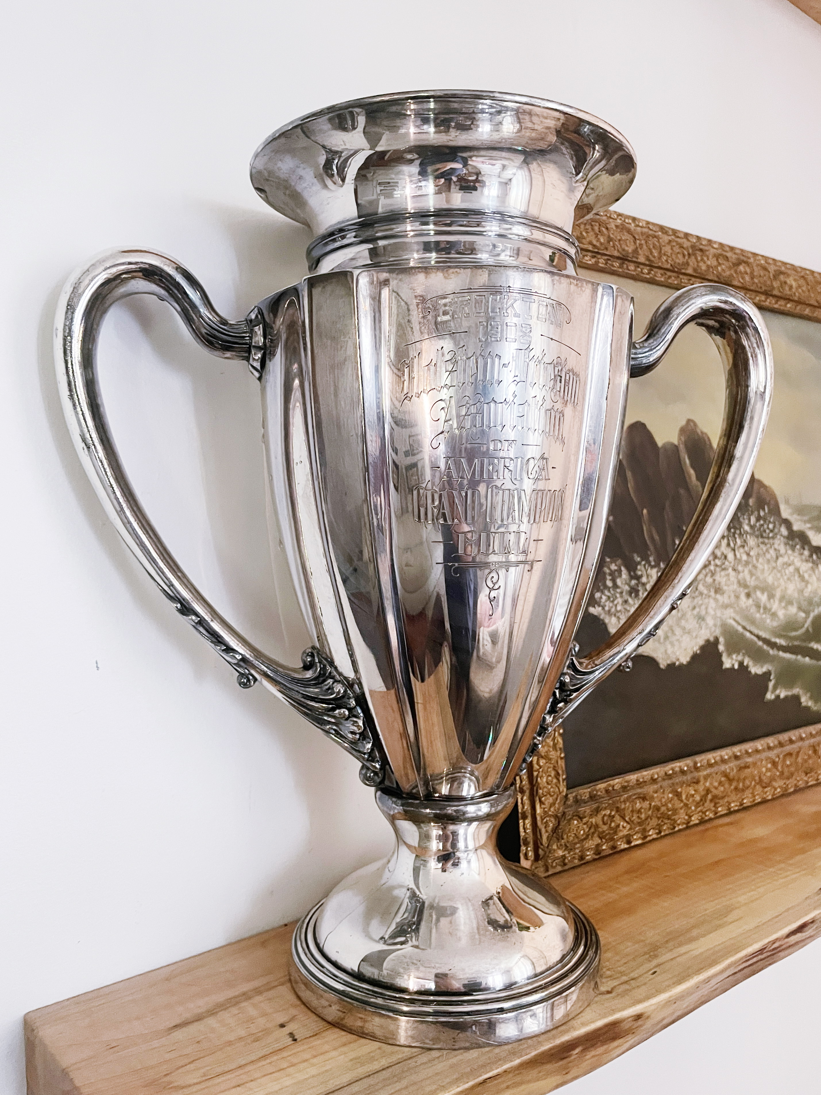 Big 1908 Silver Plated Grand Champion Bull Trophy