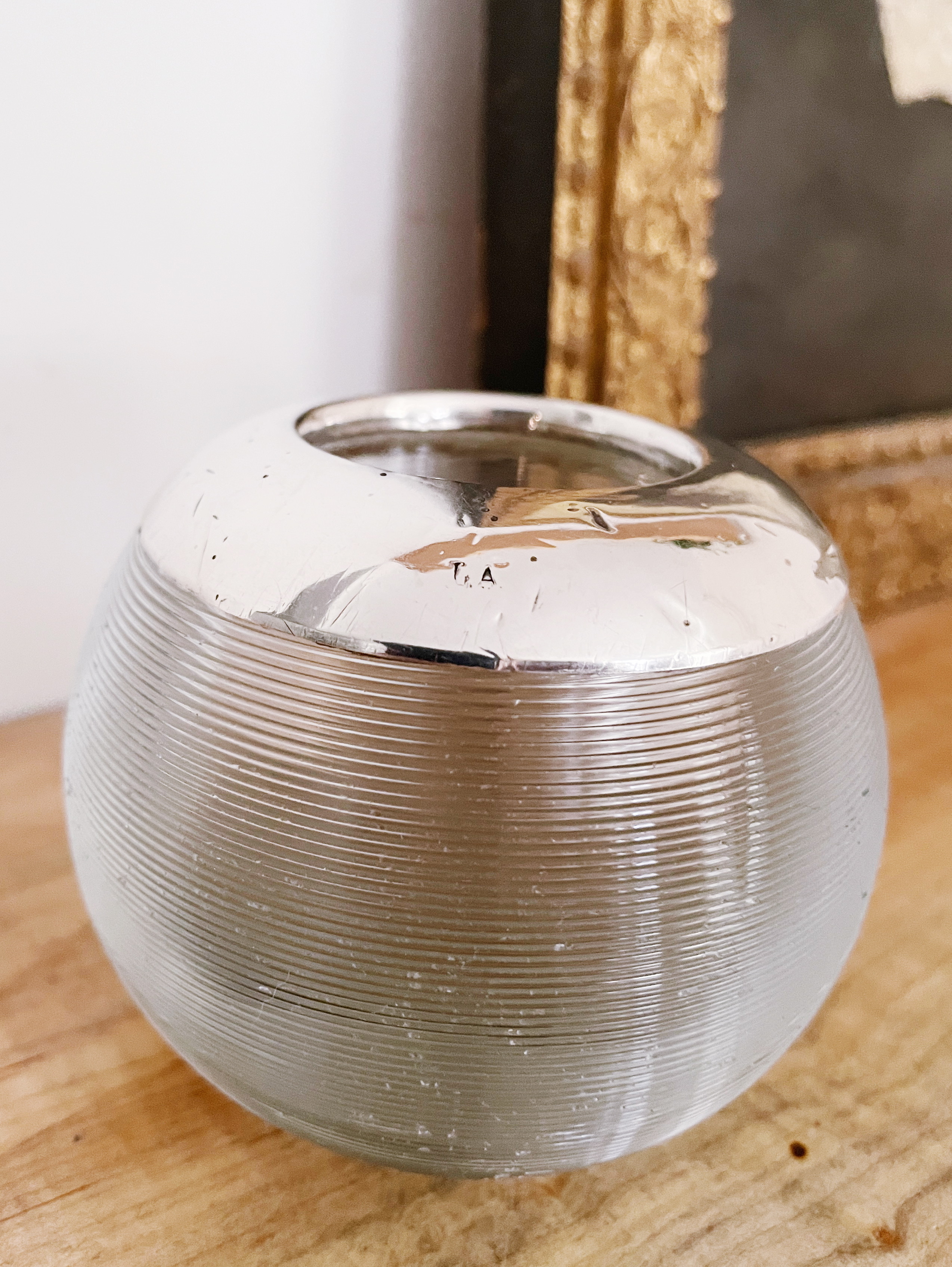 1910s Antique Sterling Silver and Glass Match Striker