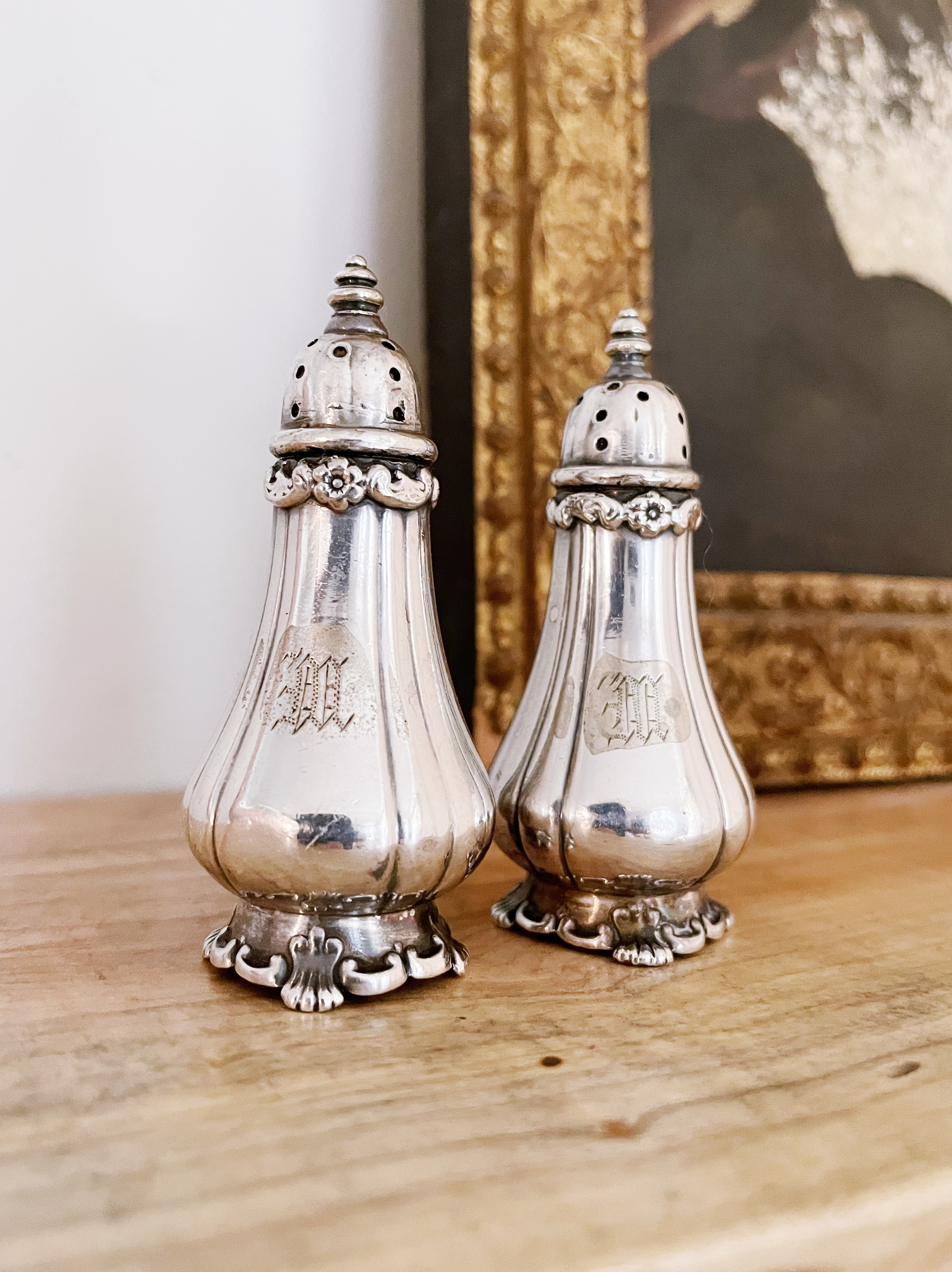 Petite Antique Tiffany & Co Silver Plated Salt and Pepper Shakers