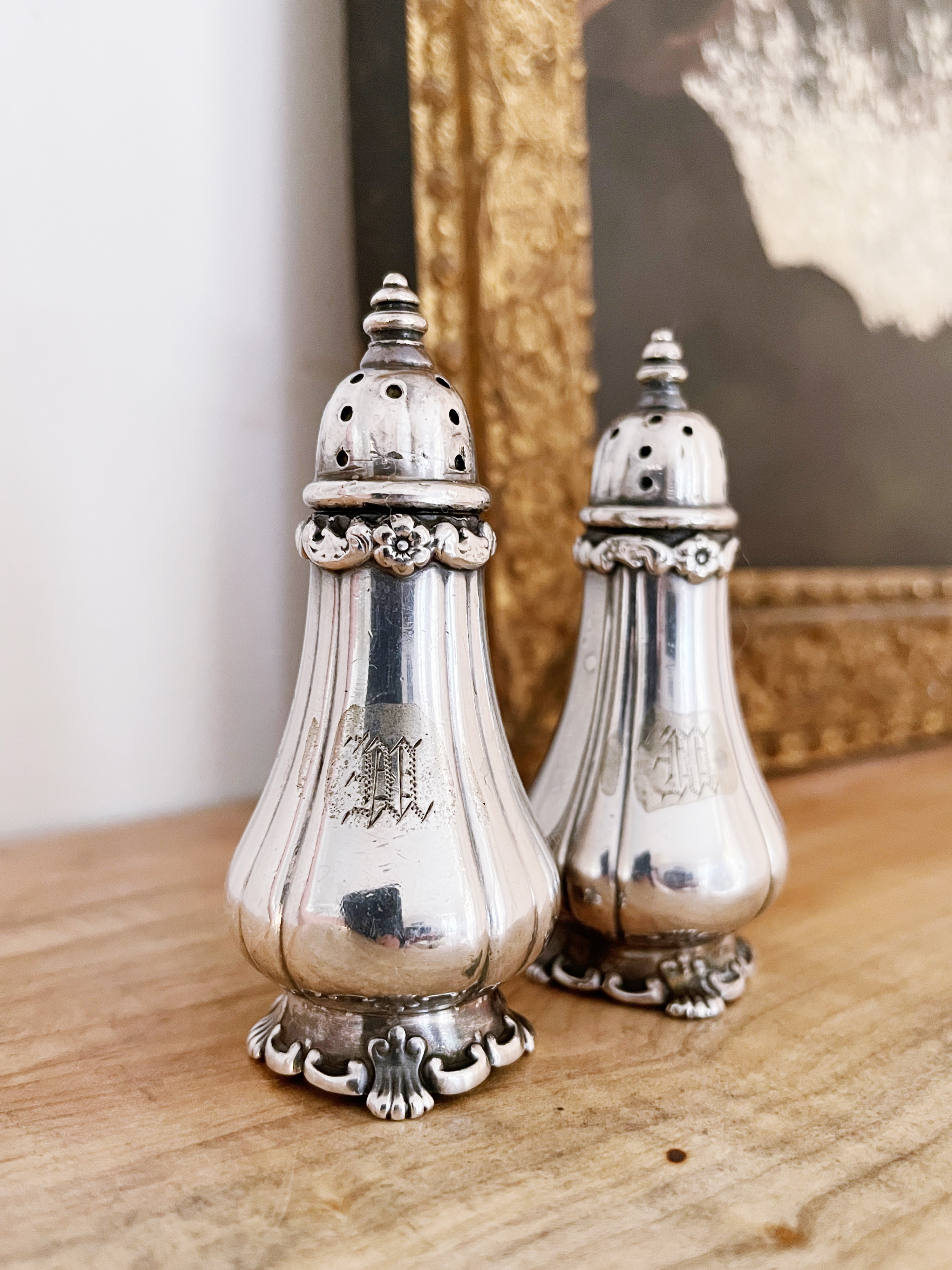 Petite Antique Tiffany & Co Silver Plated Salt and Pepper Shakers