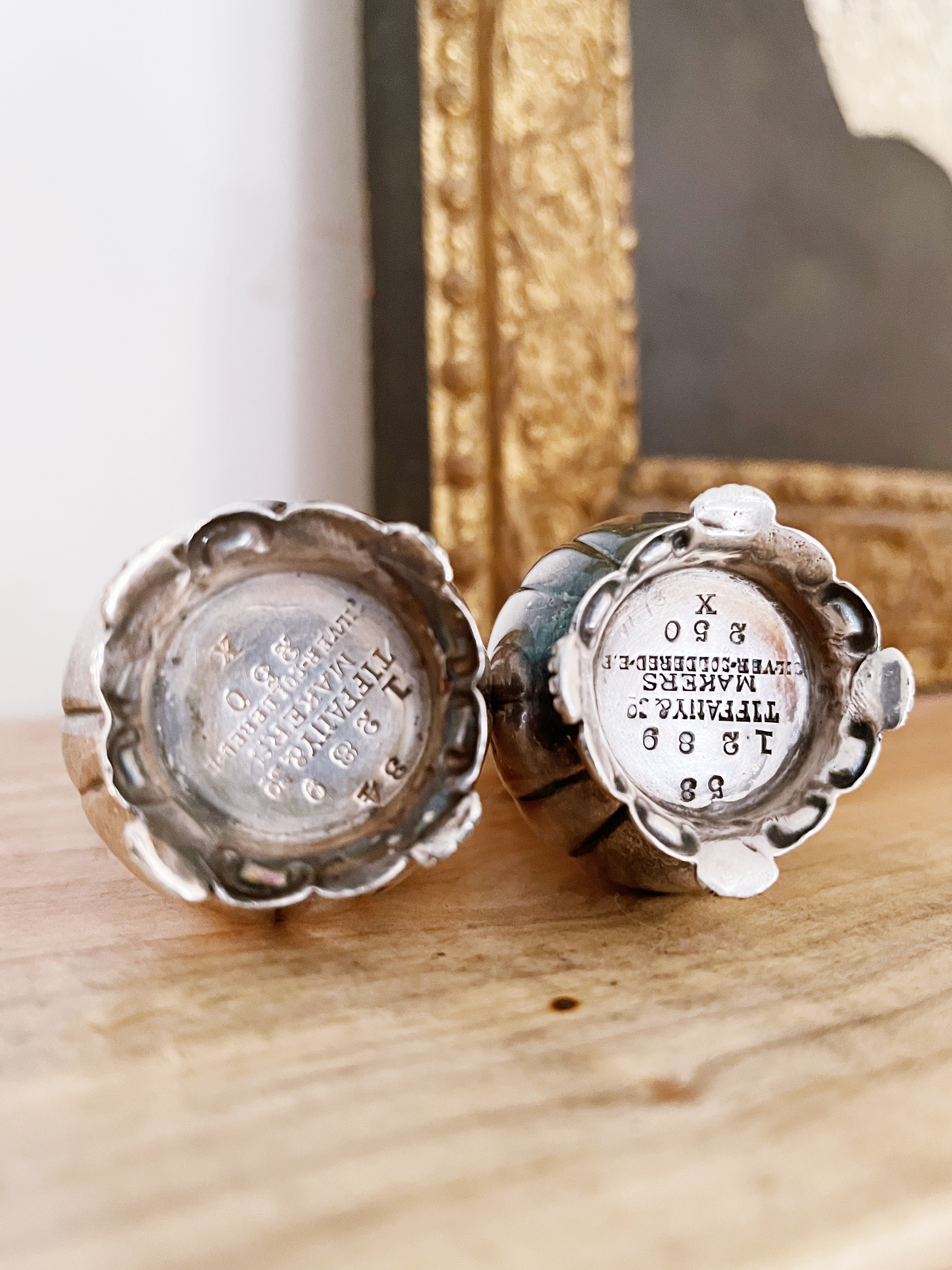 Petite Antique Tiffany & Co Silver Plated Salt and Pepper Shakers