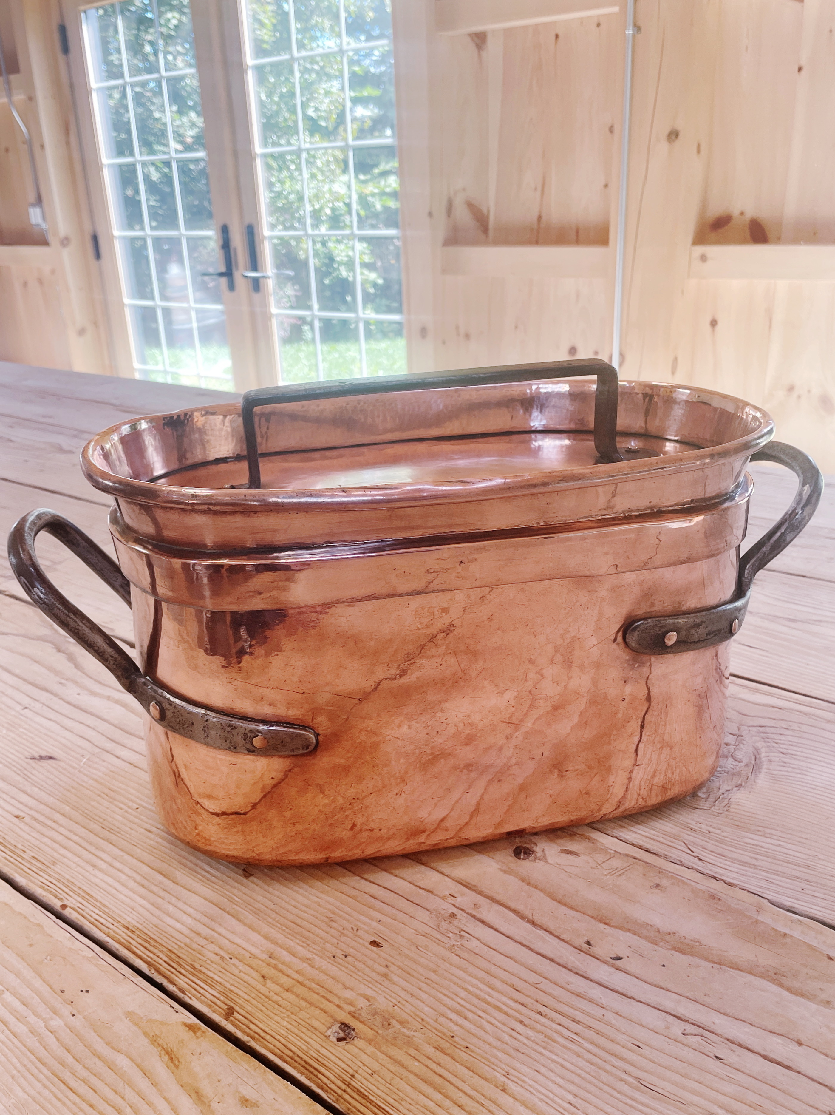 Antique French Copper Daubiere Roaster with Lid