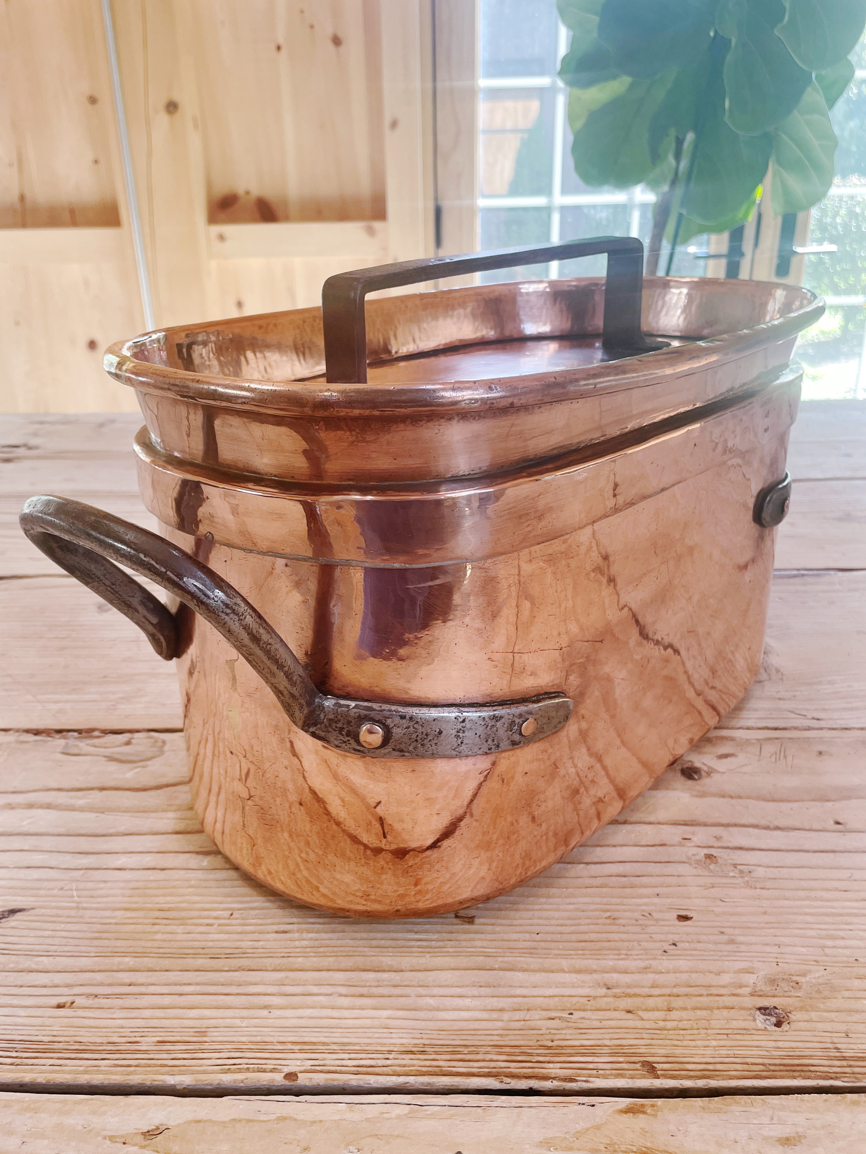 Antique French Copper Daubiere Roaster with Lid