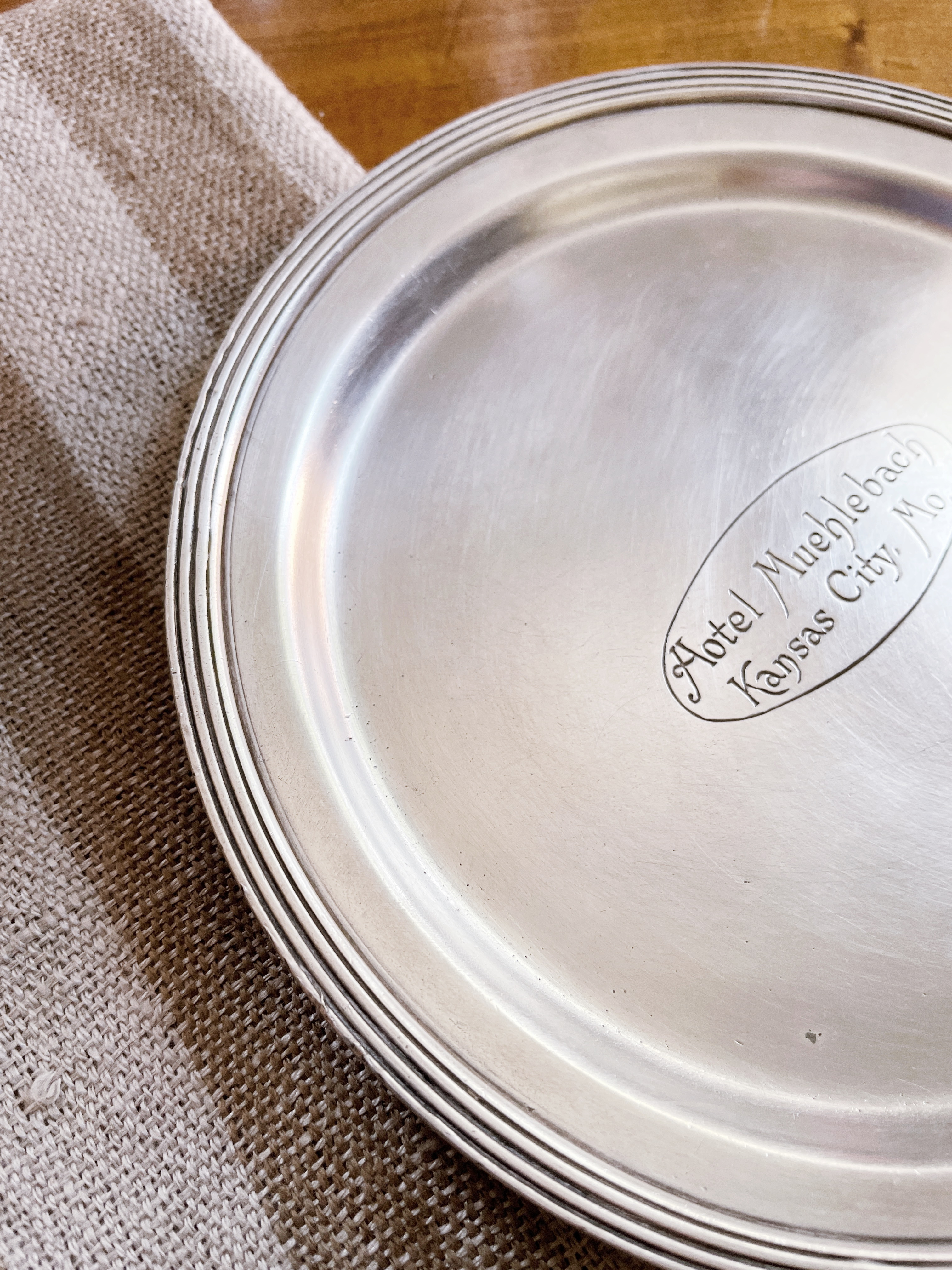 1946 Silver Tip Tray from Hotel Muehlebach in Kansas City