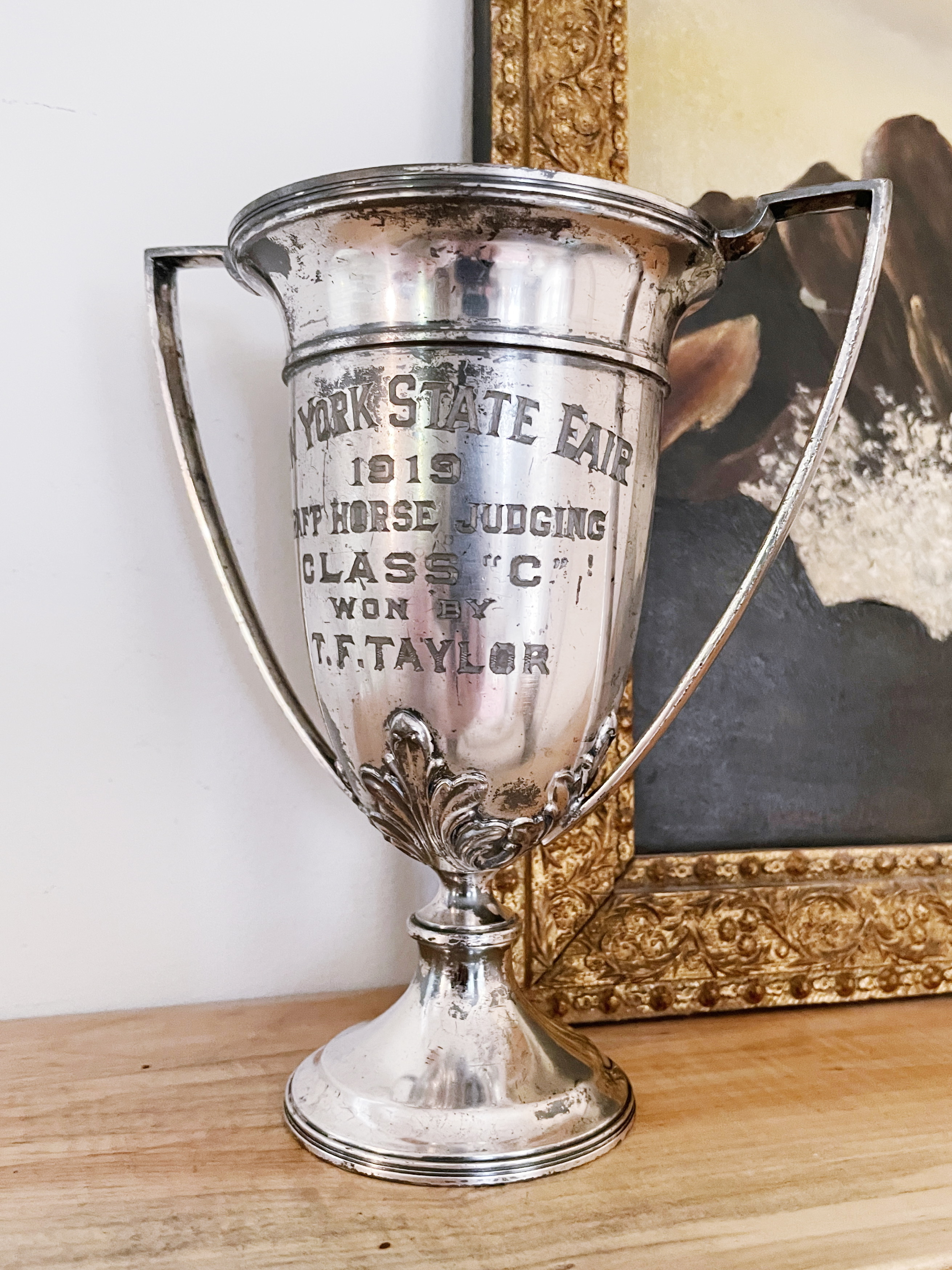 1919 Silver Plated Draft Horse Judging Trophy