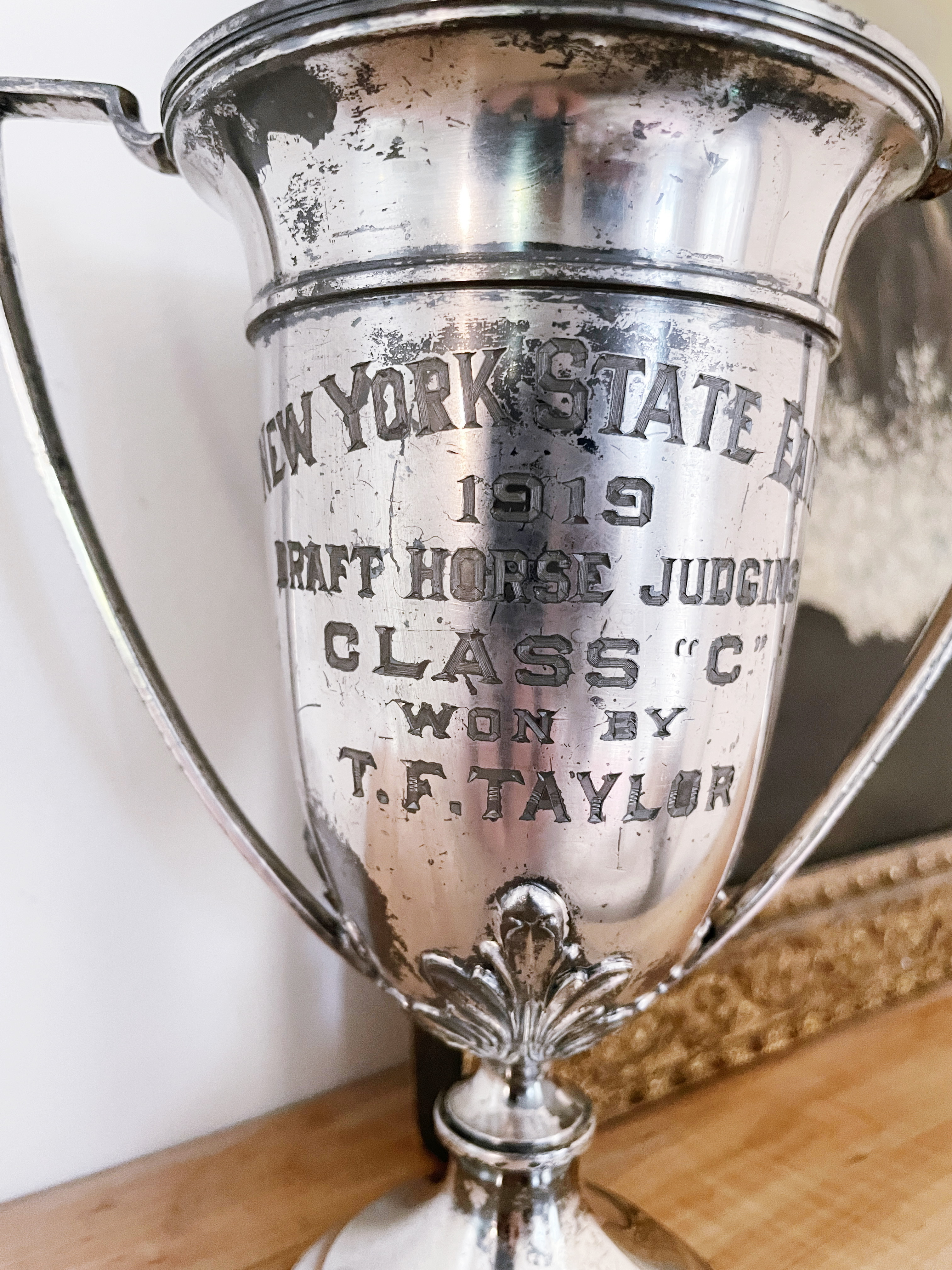 1919 Silver Plated Draft Horse Judging Trophy