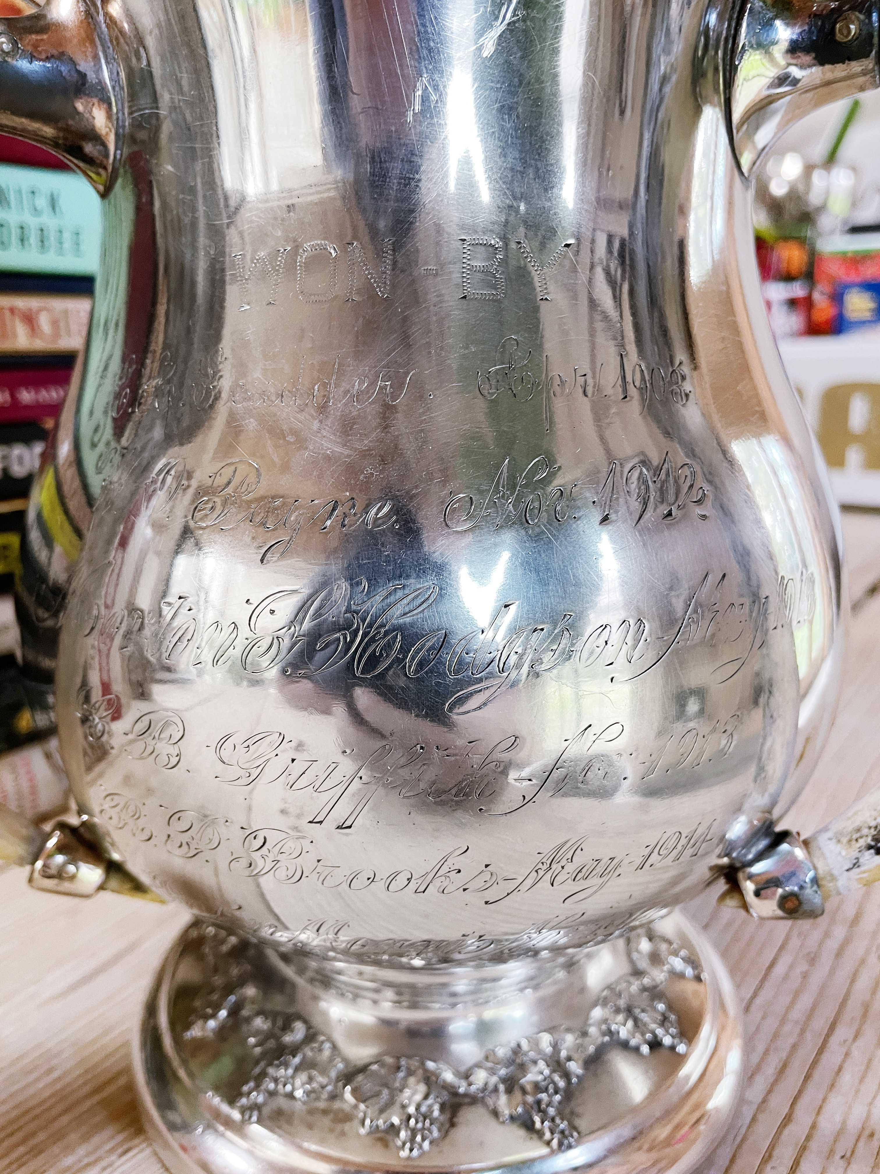 1908 Silver Plated Athens GA Golf Trophy with Deer Antler Handles