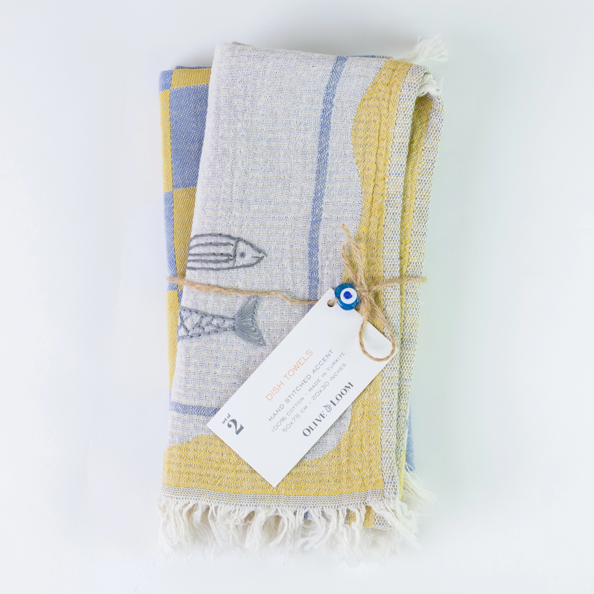 Sardine - Hand Embroidered Kitchen Towel Set
