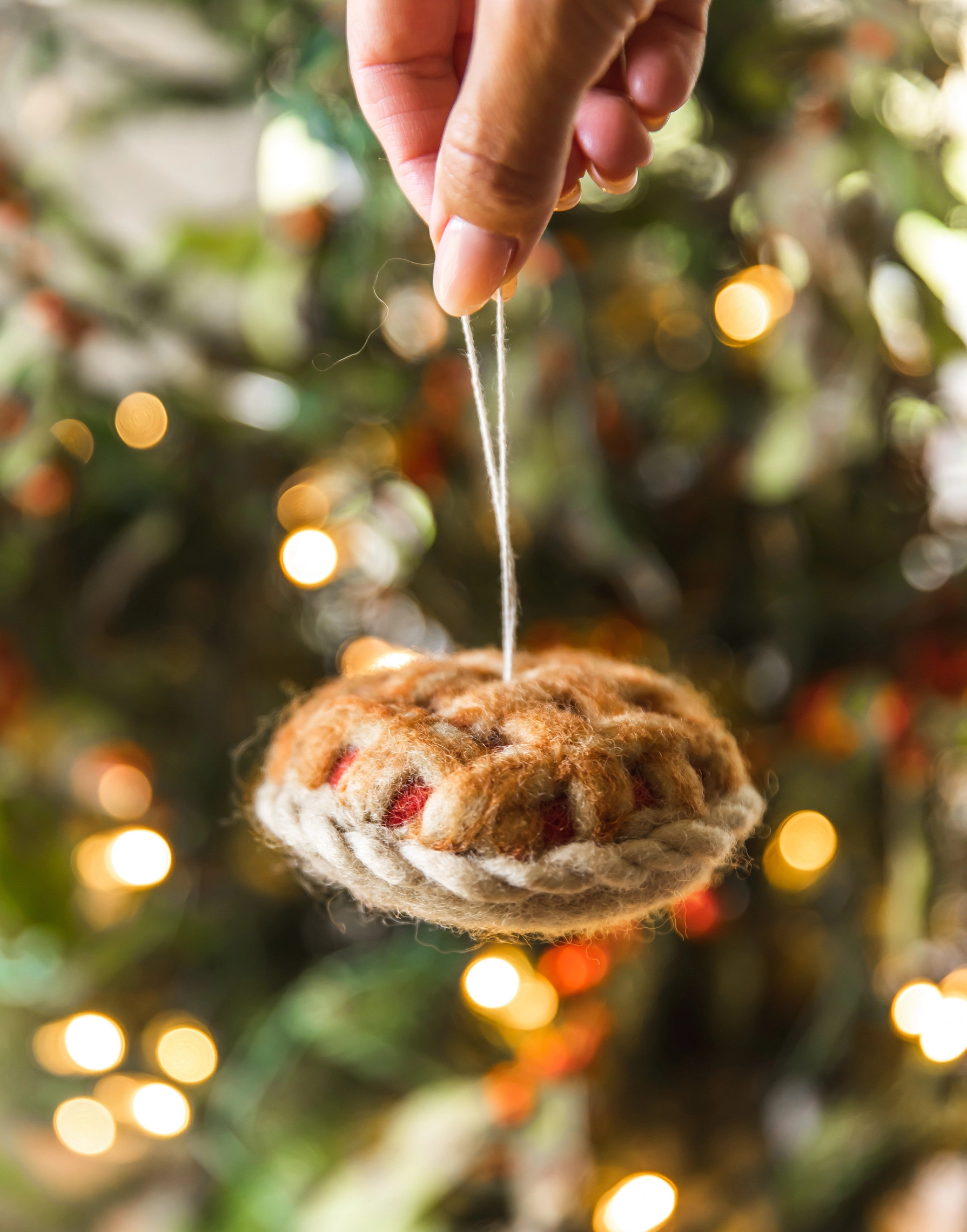 Felted Apple Pie Ornament