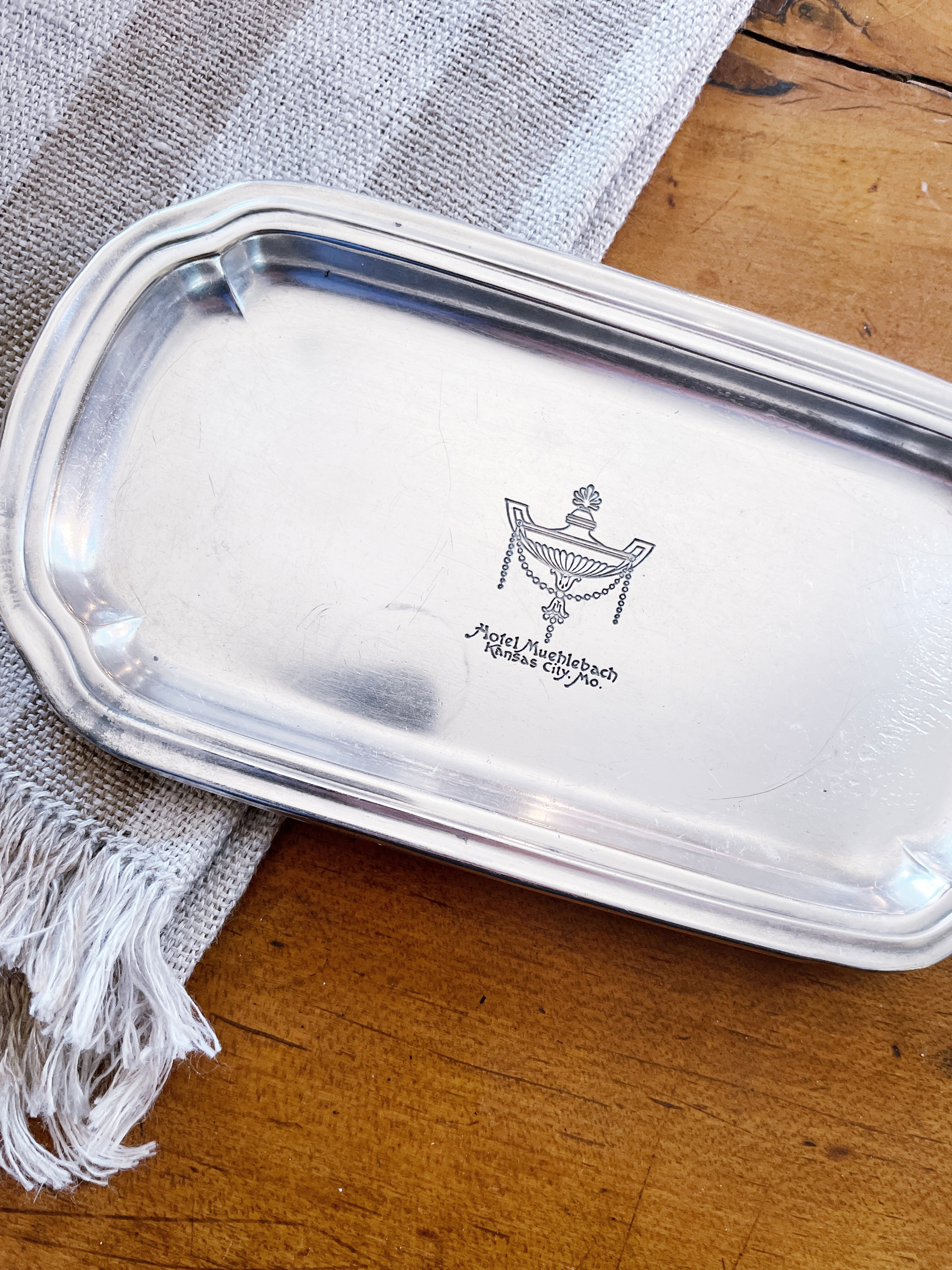 1948 Silver Tip Tray from Hotel Muehlebach in Kansas City