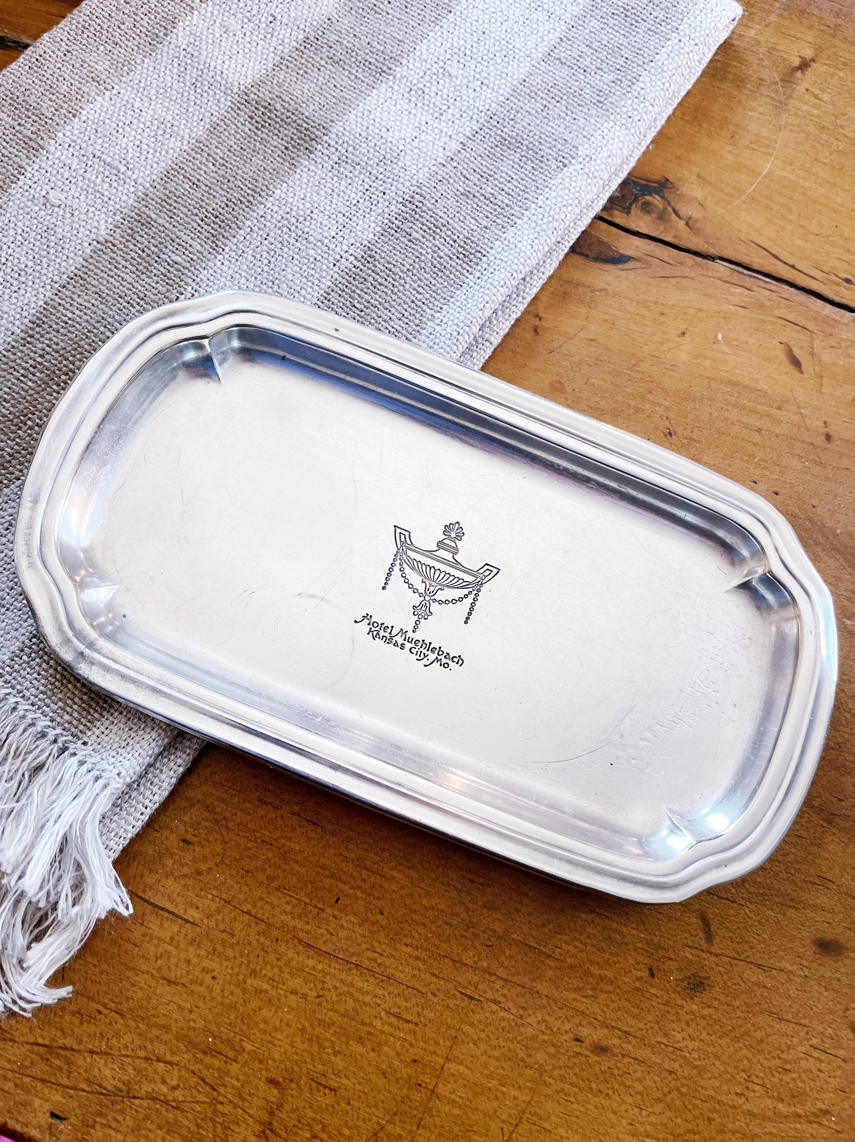 1948 Silver Tip Tray from Hotel Muehlebach in Kansas City