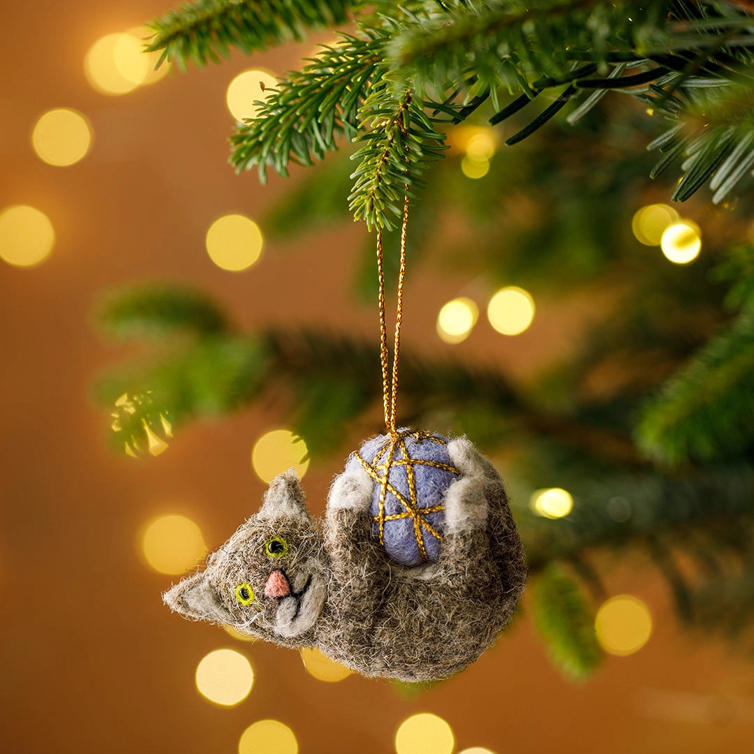 Felted Wool Cordelia Cat Ornament 