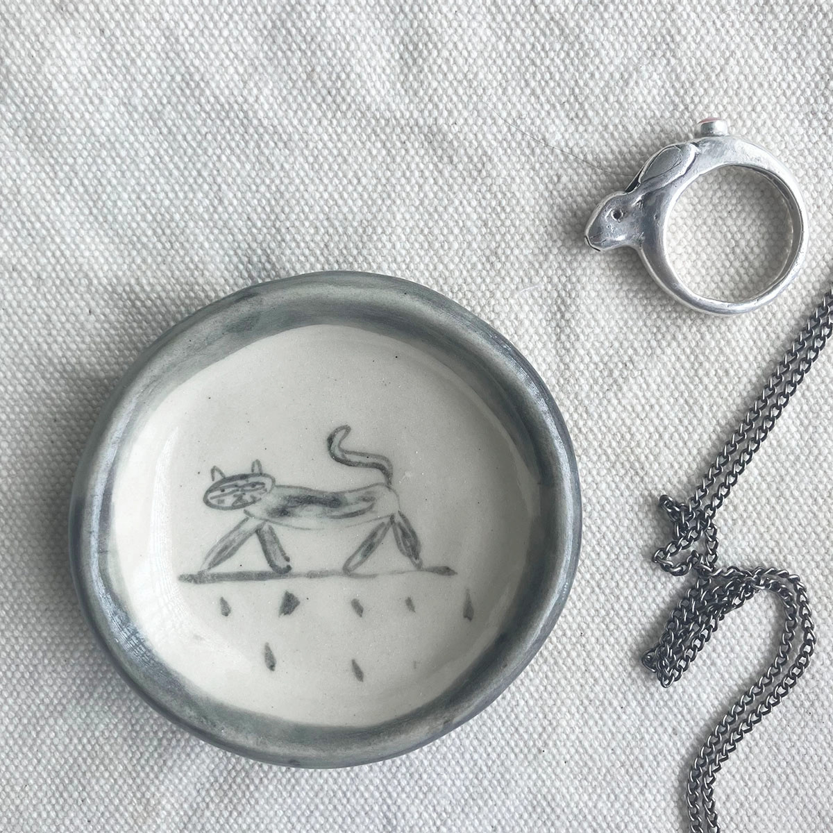 Handmade Ceramic Cat Dish