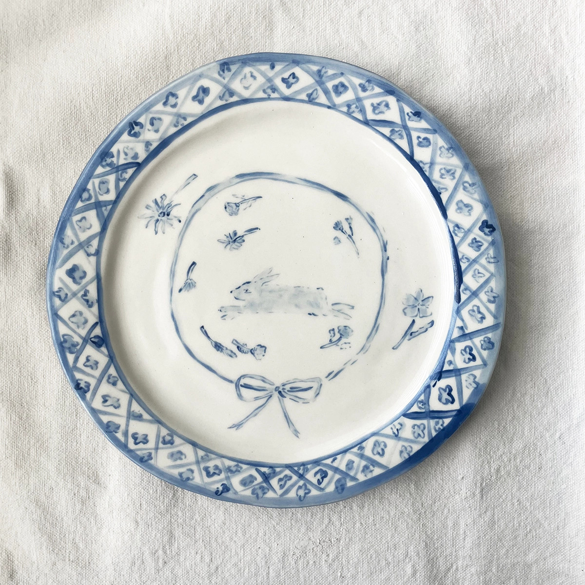 Handpainted Ceramic Rabbit Plate