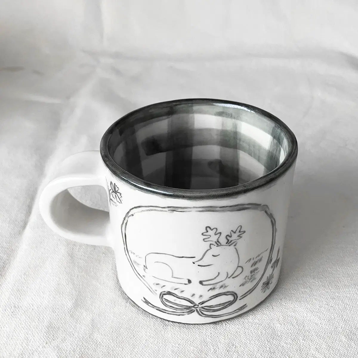 Handpainted Ceramic Deer Mug