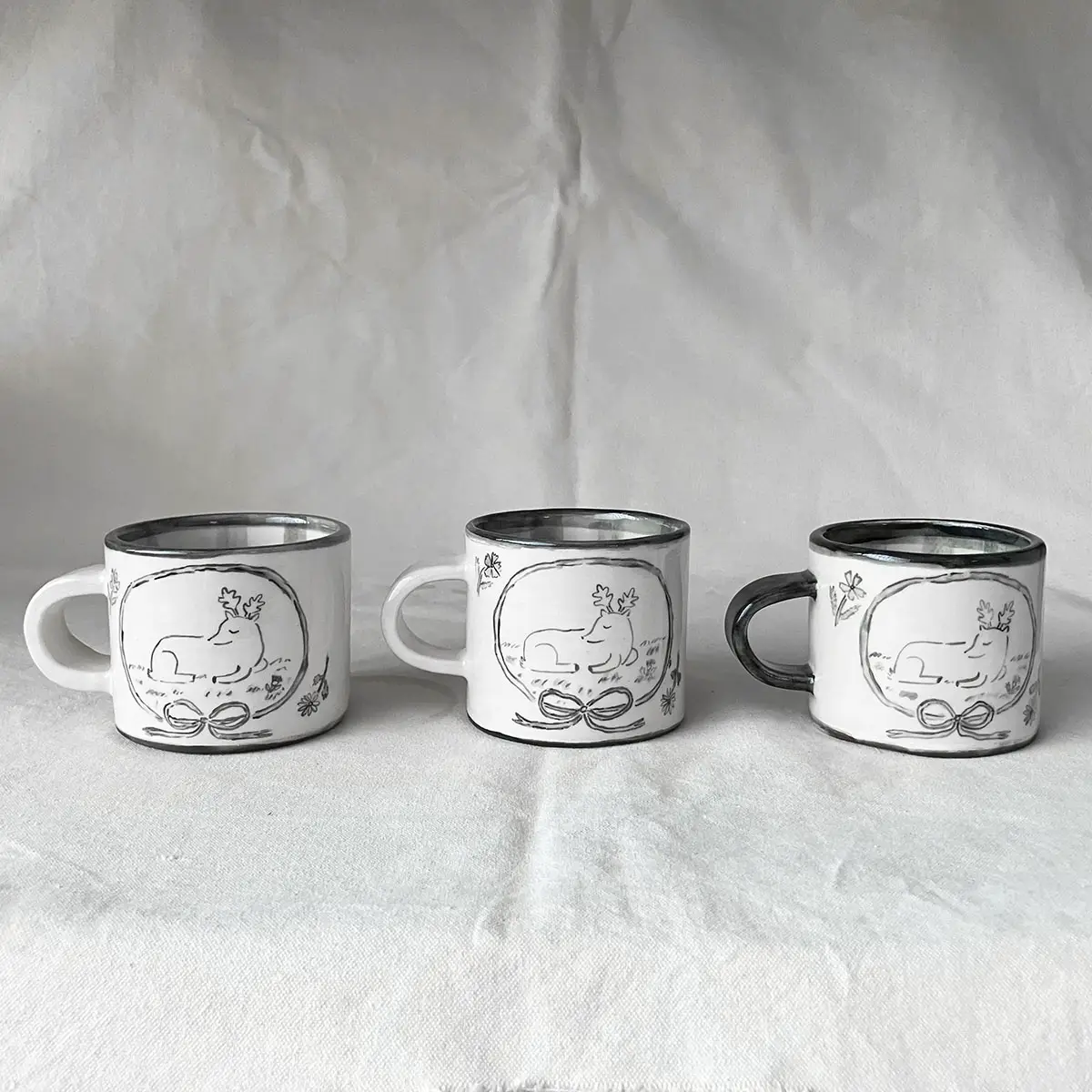 Handpainted Ceramic Deer Mug