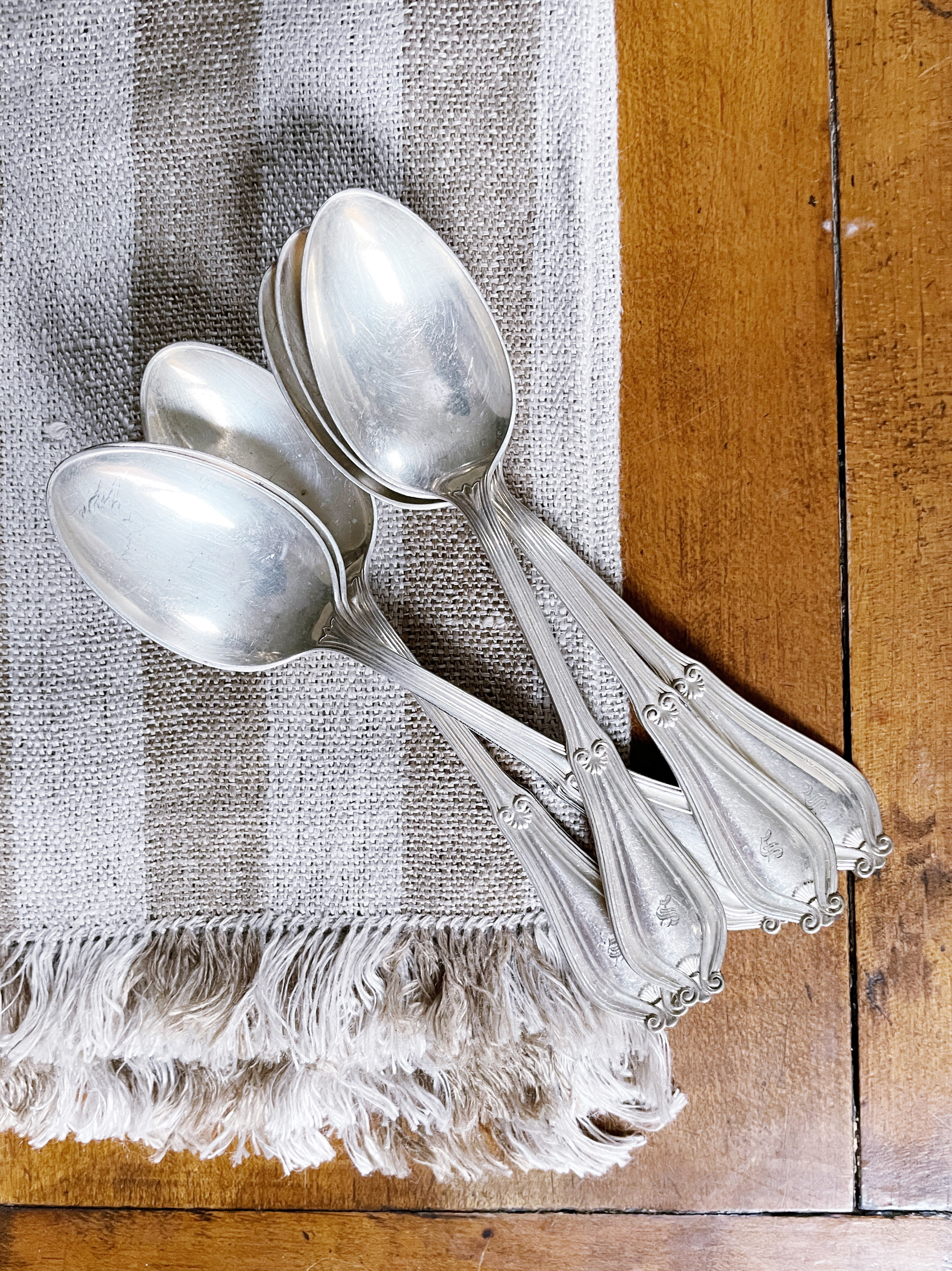 Set of 6 Antique Silver Plated Tiffany & Co Teaspoons