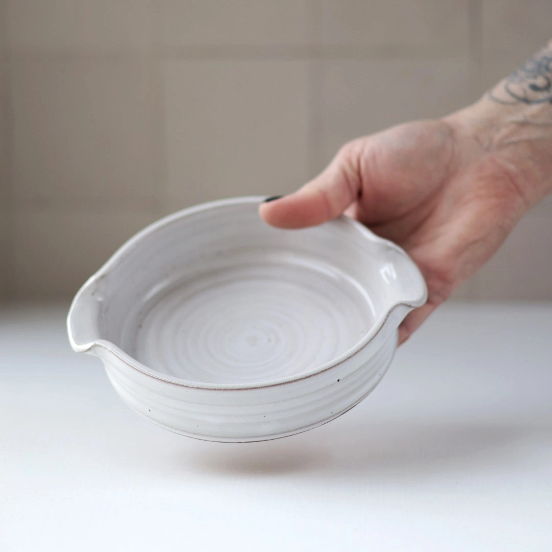 White Stoneware Brie Baker