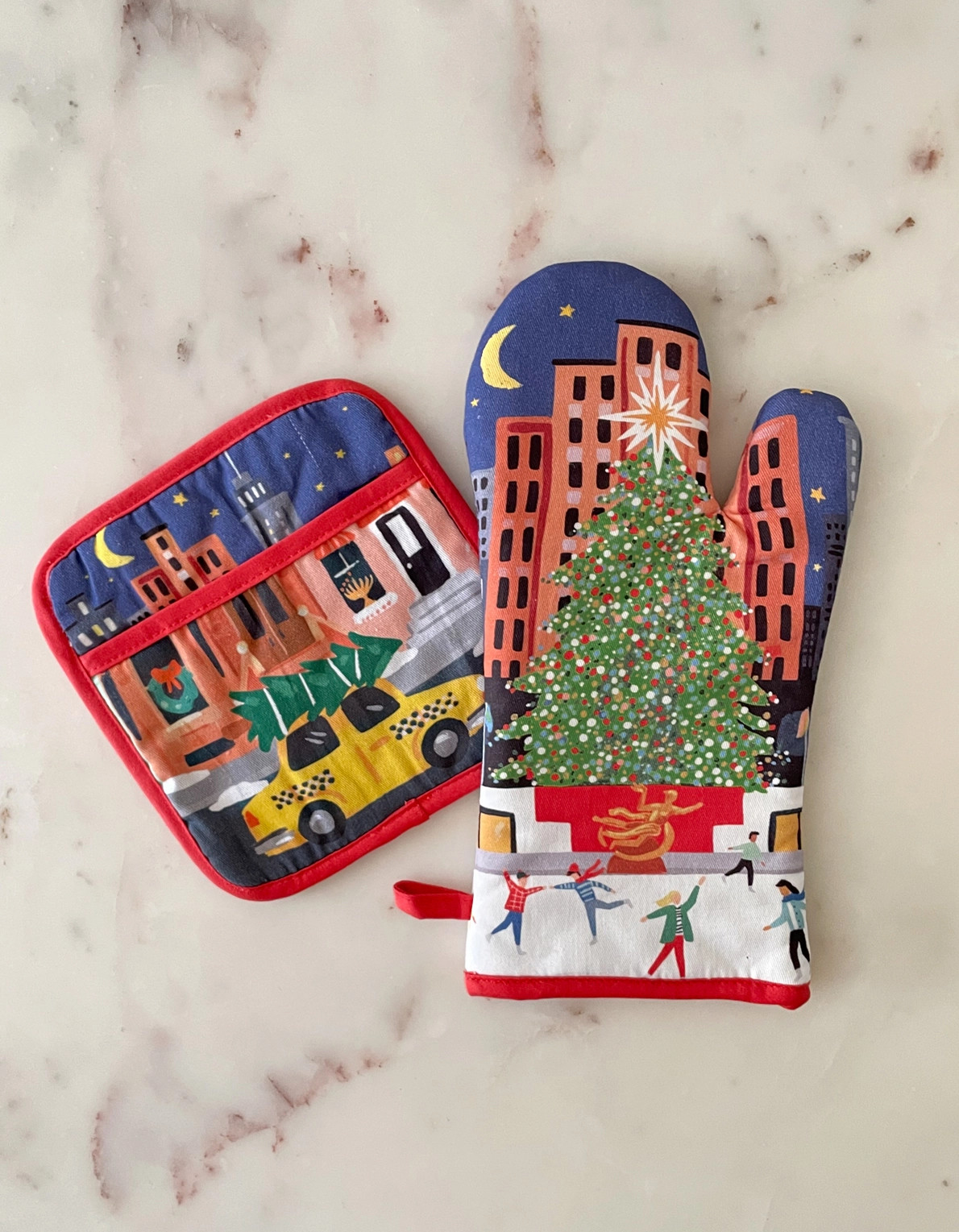 Rockefeller Cotton Oven Mitt + Pot Holder Set