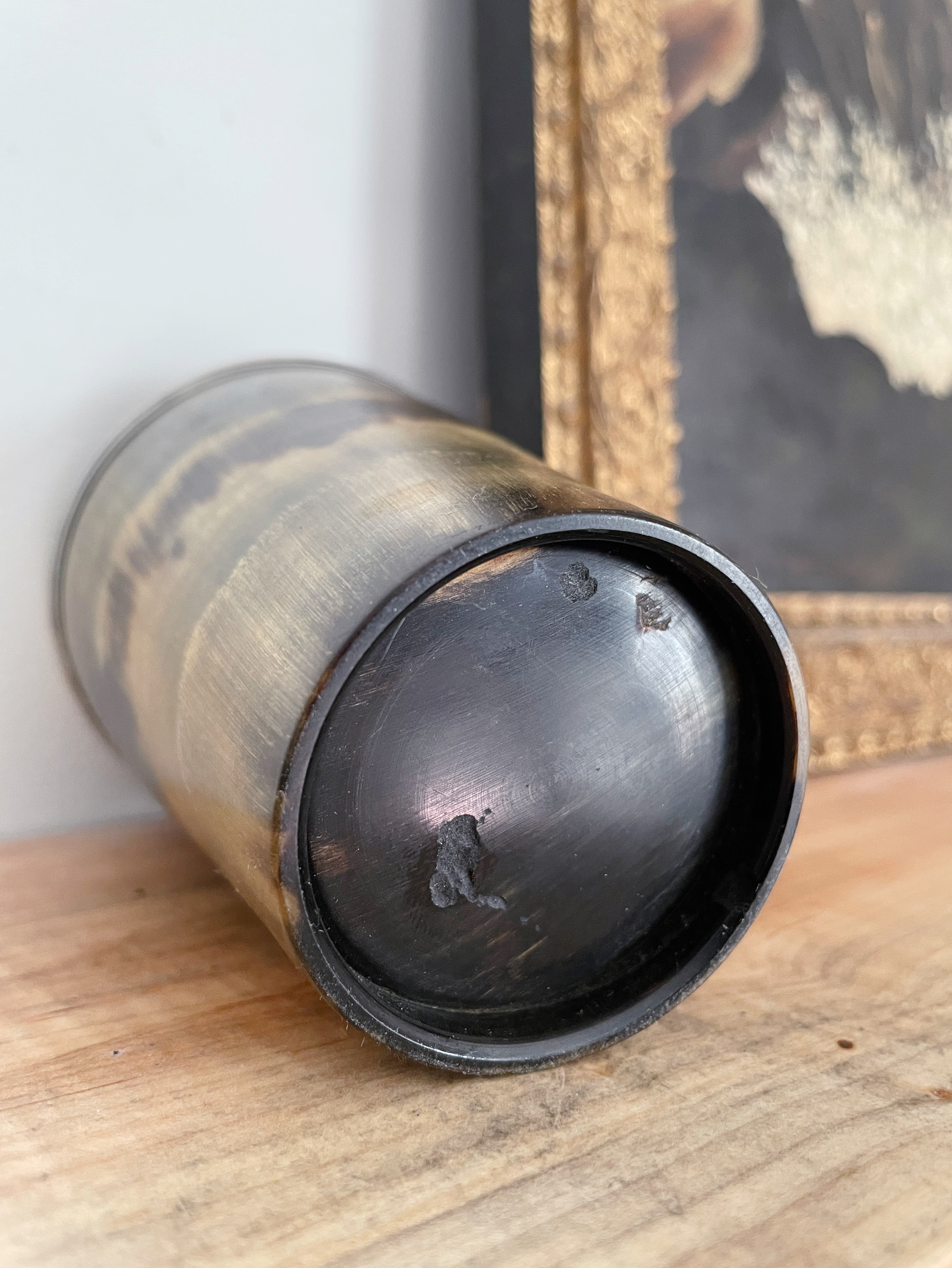 Antique 1880s English Sterling Silver and Horn Cup