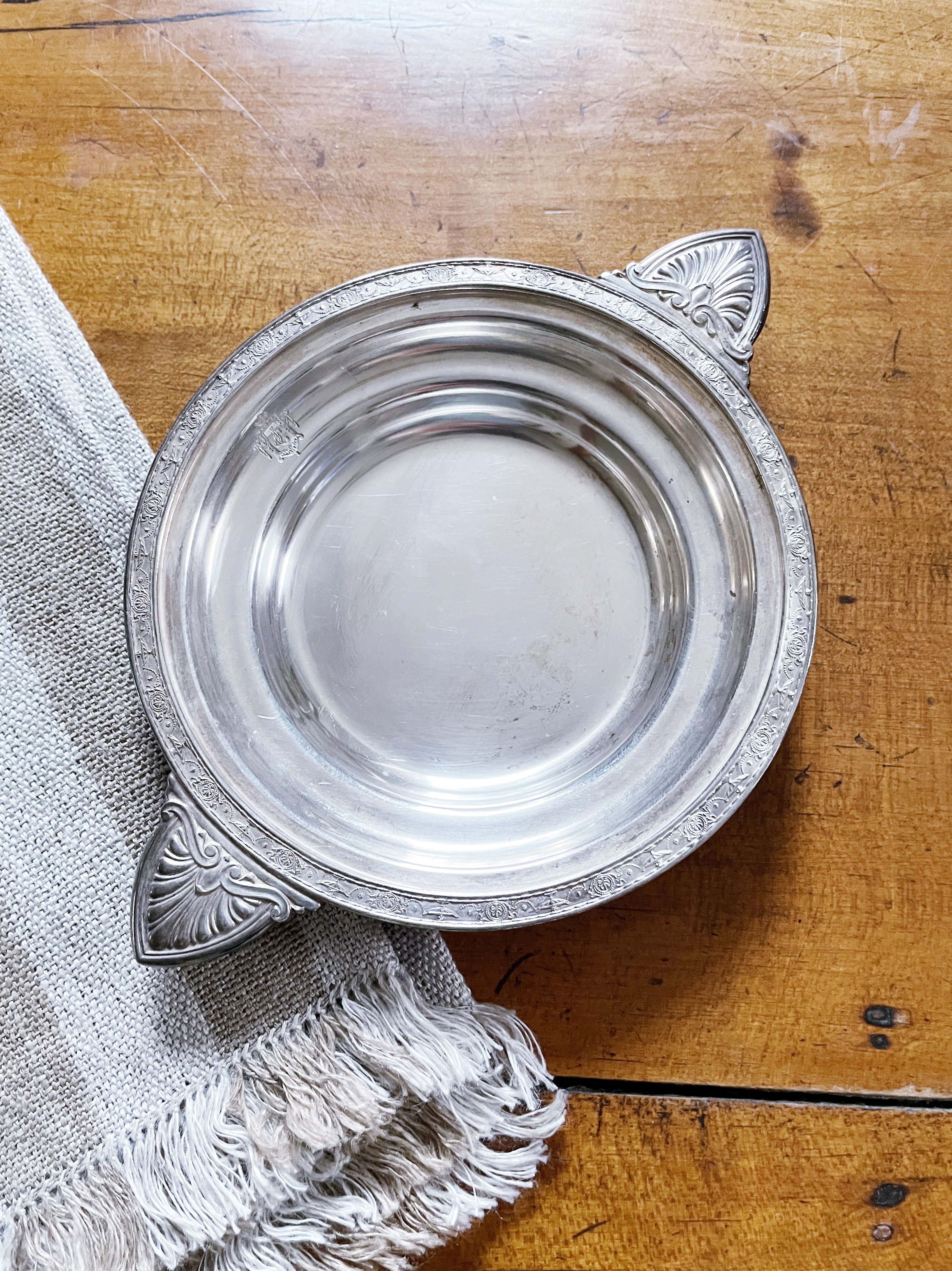 Antique Hotel Silver Wine Coaster from Jonathan Club Los Angeles