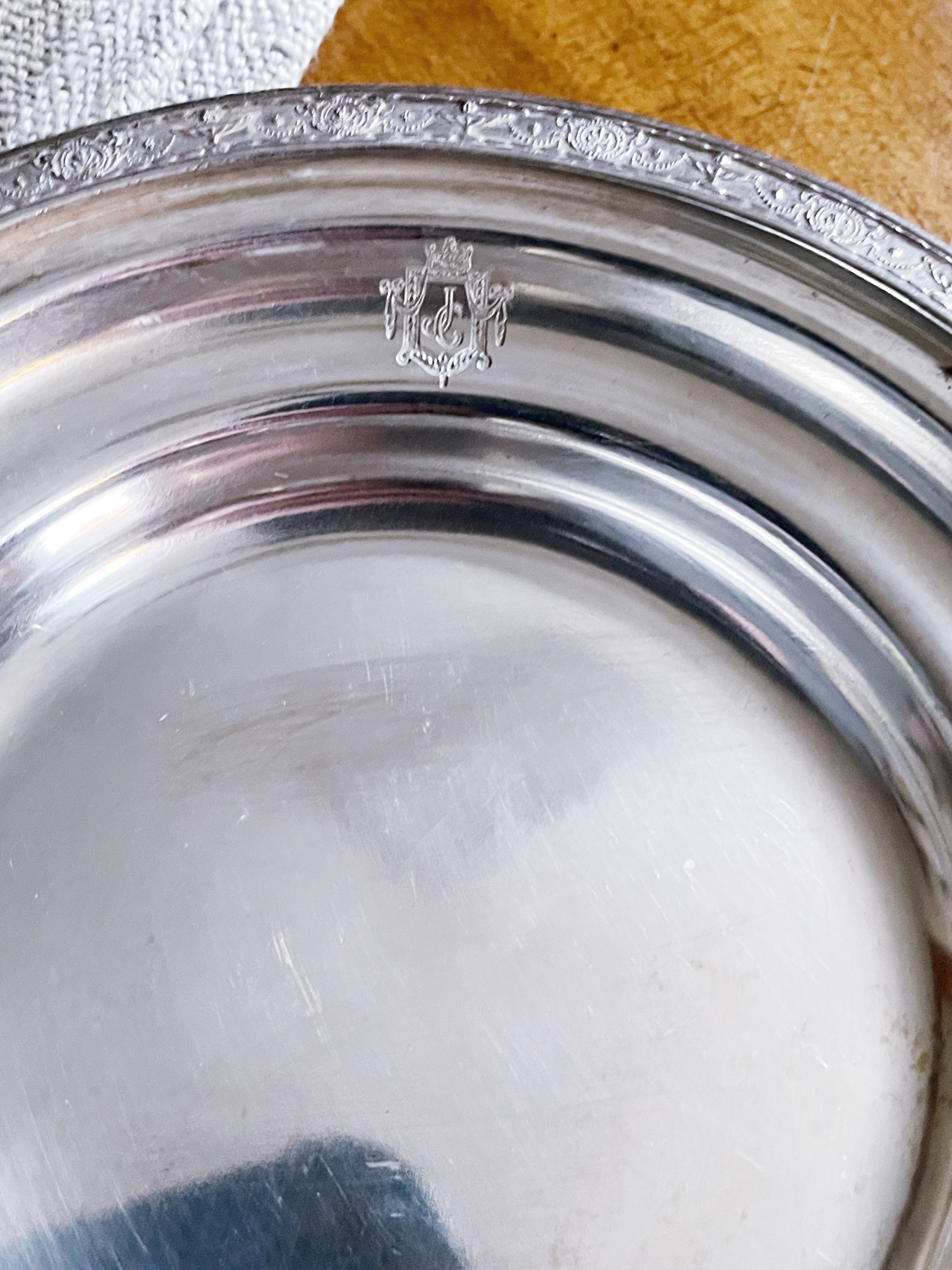 Antique Hotel Silver Wine Coaster from Jonathan Club Los Angeles