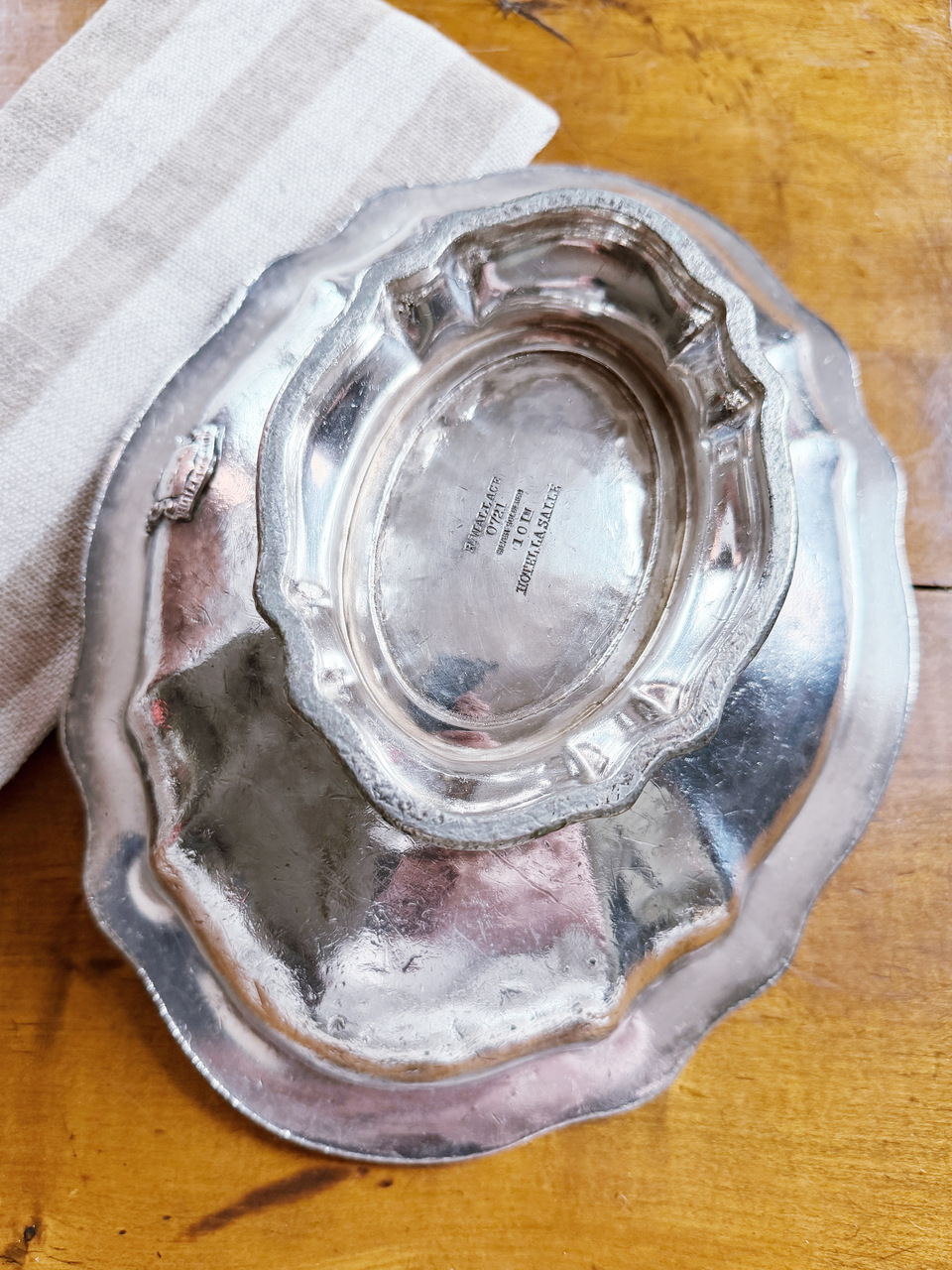 Antique Silver Plated Serving Bowl from La Salle Hotel Chicago