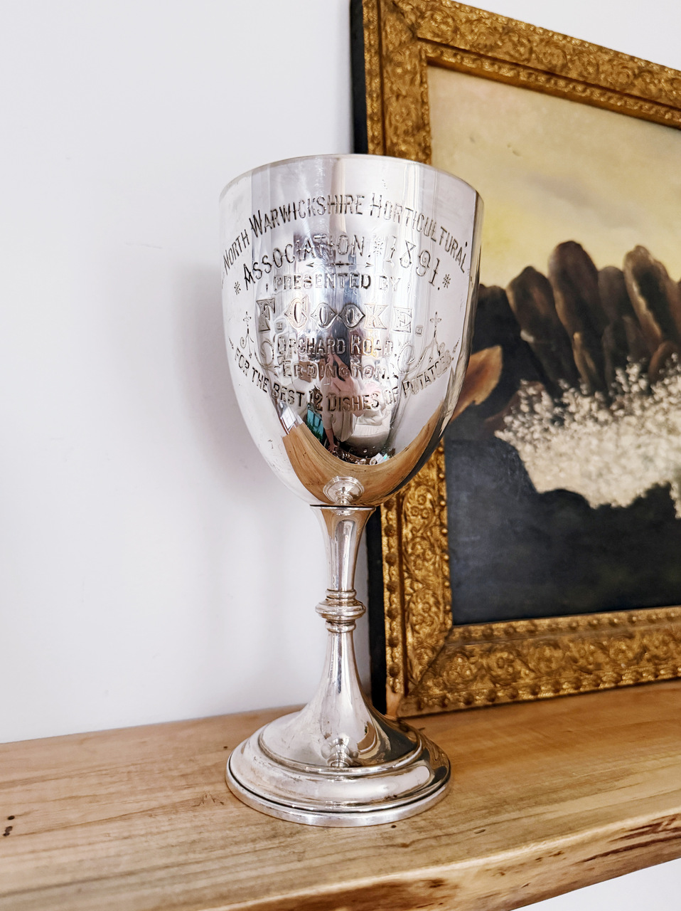 Antique 1891 English Silver Plated Potato Trophy