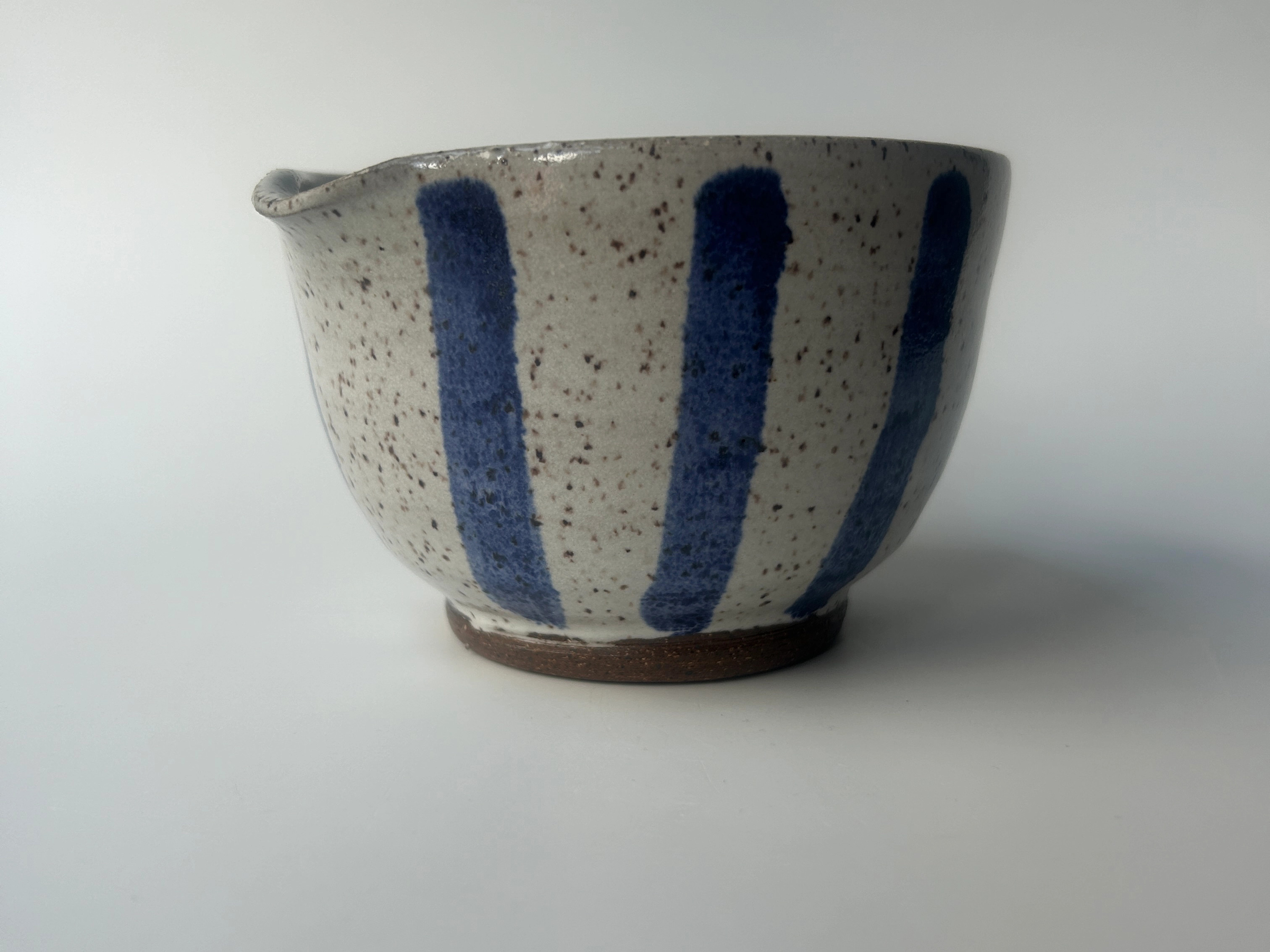 Blue Stripes Stoneware Matcha Bowl