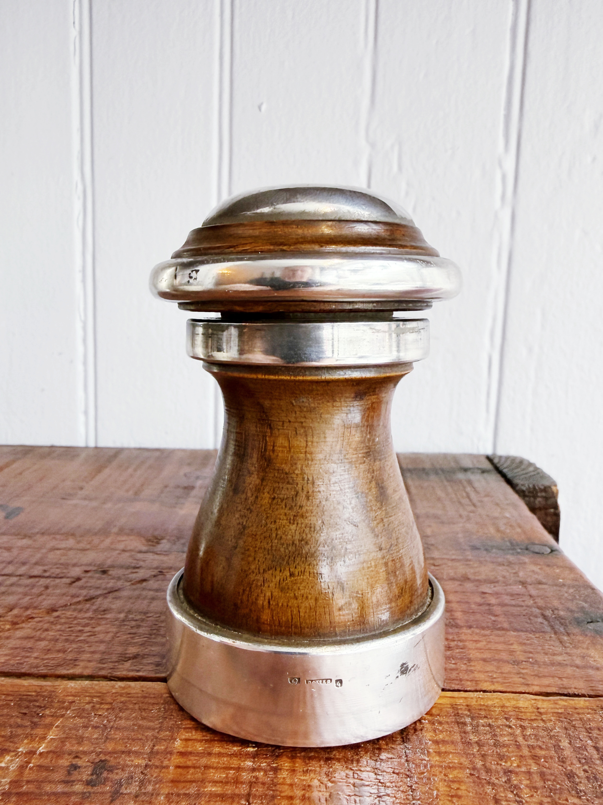 Antique Silver Plate and Rosewood Pepper Grinder from Lasserre Paris