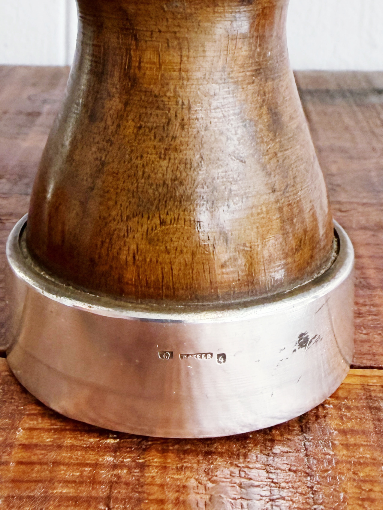 Antique Silver Plate and Rosewood Pepper Grinder from Lasserre Paris