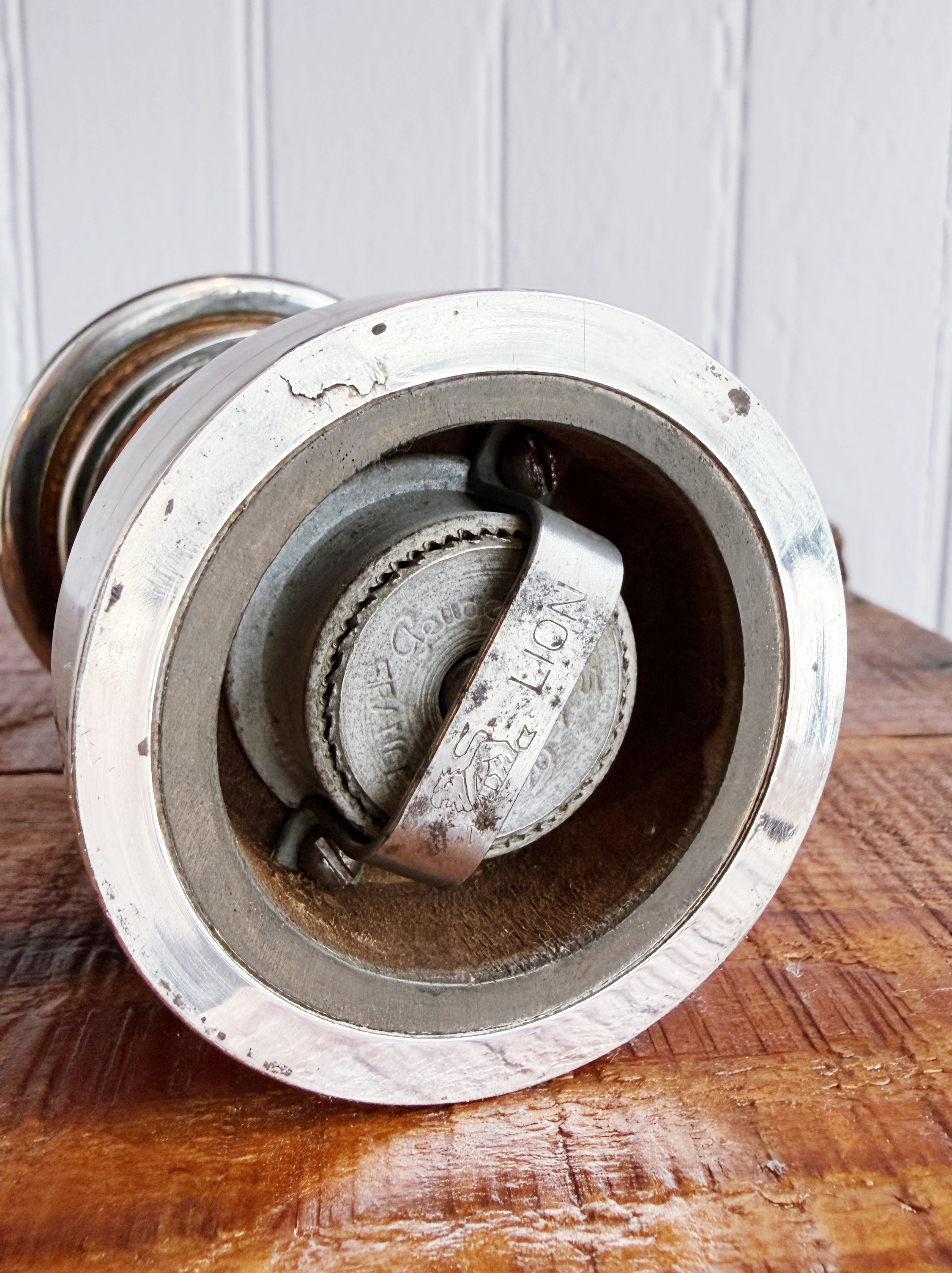 Antique Silver Plate and Rosewood Pepper Grinder from Lasserre Paris