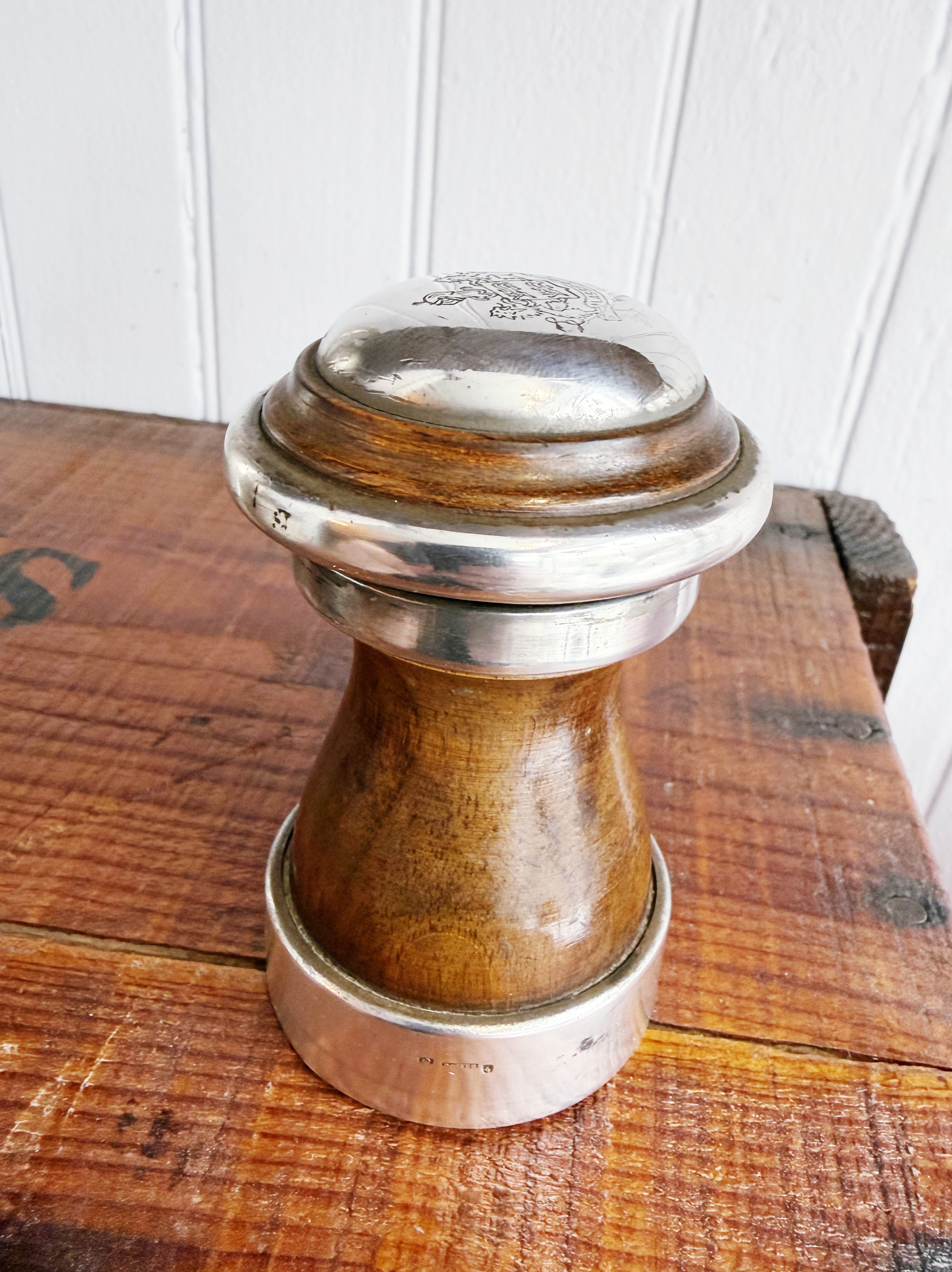 Antique Silver Plate and Rosewood Pepper Grinder from Lasserre Paris