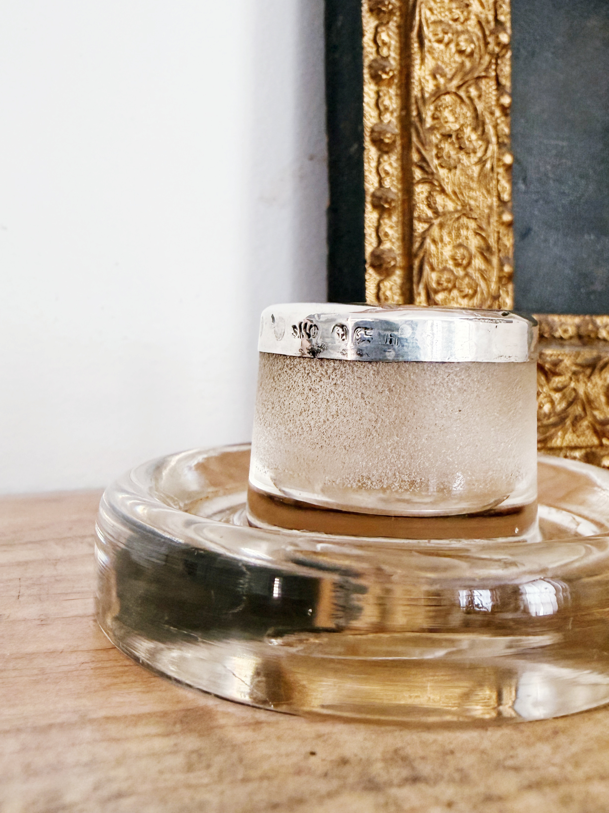 1907 English Sterling and Glass Match Striker