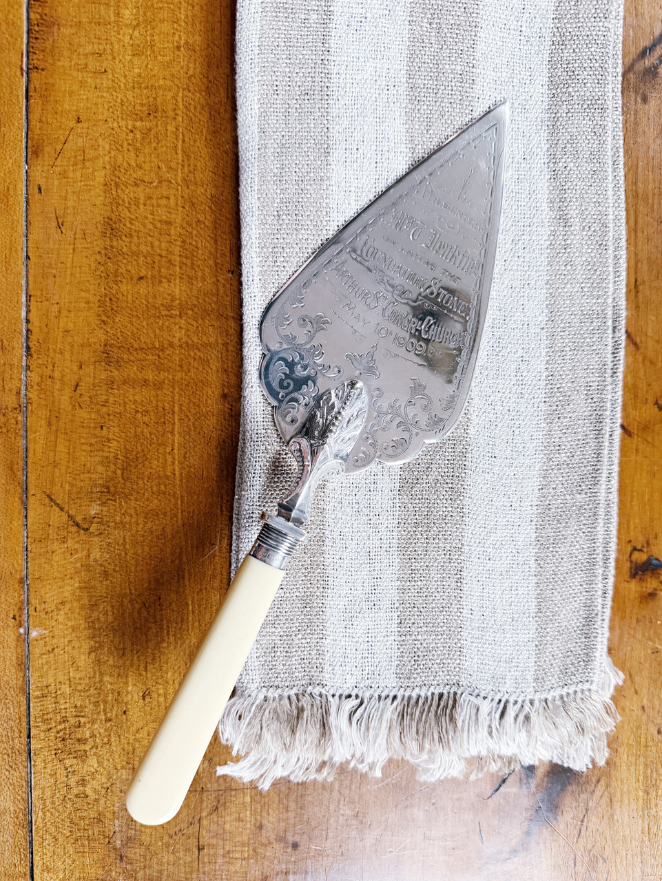 Antique 1909 English Silver Plated Presentation Trowel