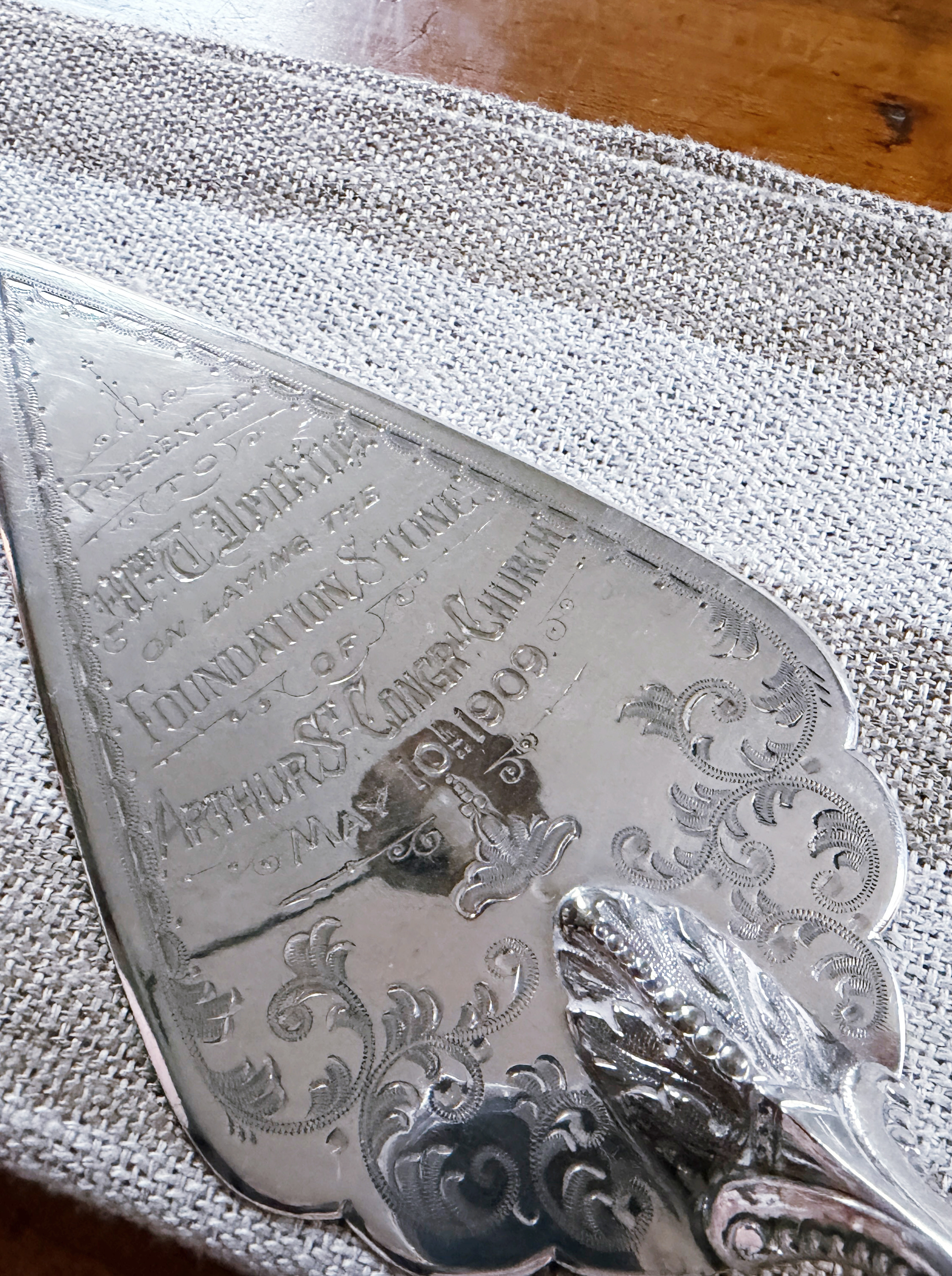 Antique 1909 English Silver Plated Presentation Trowel