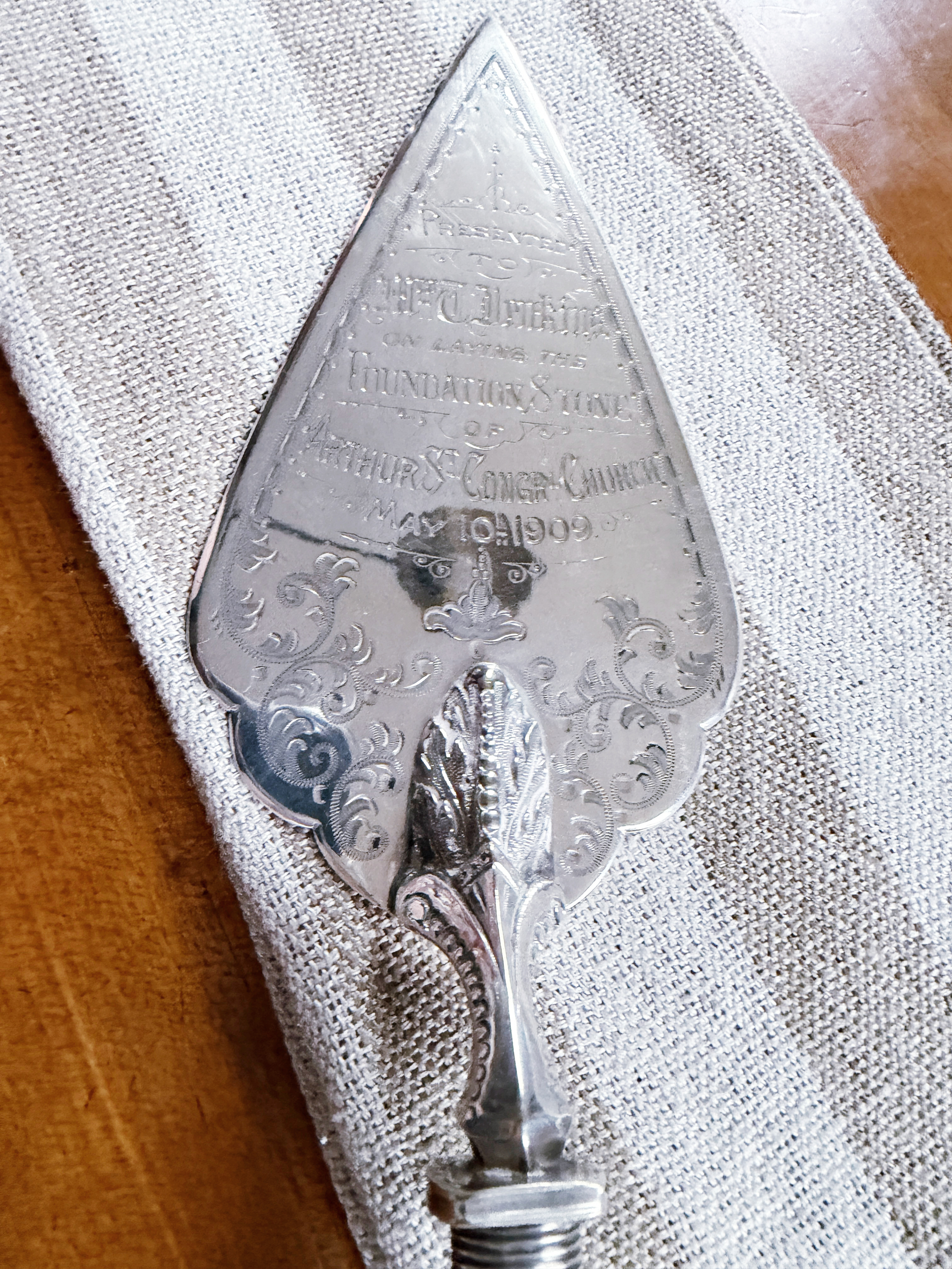 Antique 1909 English Silver Plated Presentation Trowel
