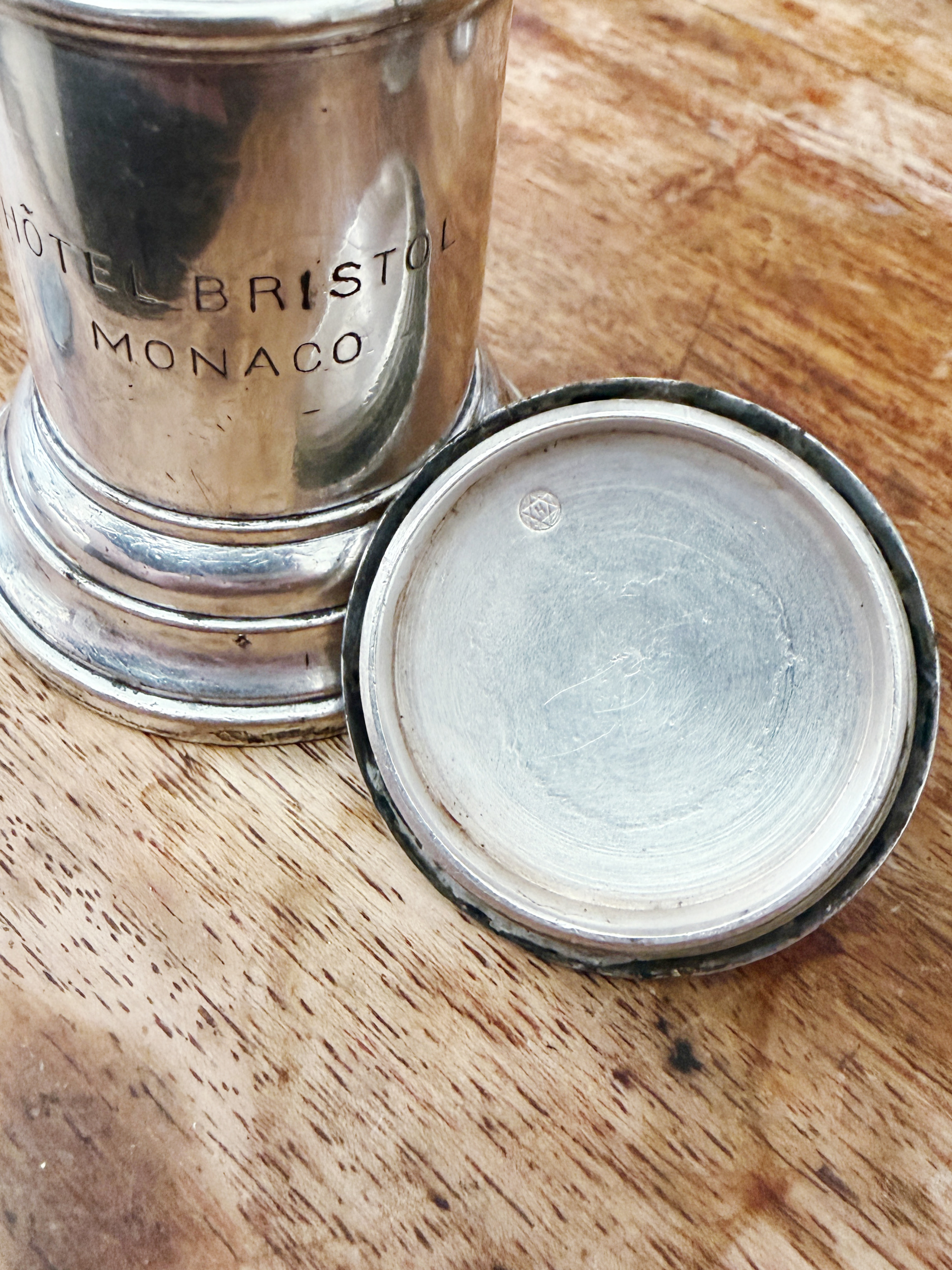 Antique Silver Plated Pepper Mill from Hotel Bristol in Monaco