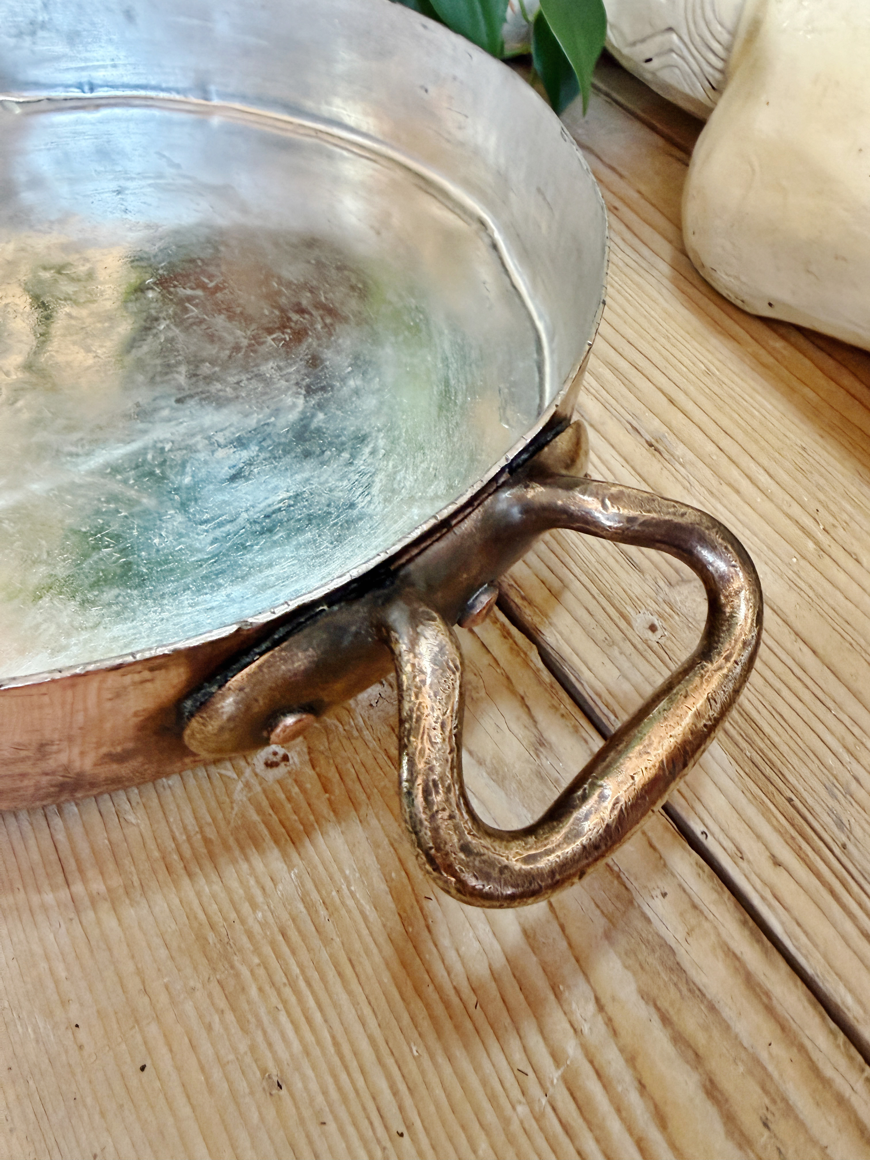 Antique French Dehillerin Copper Rondeau from Wagons Lits Dining Car