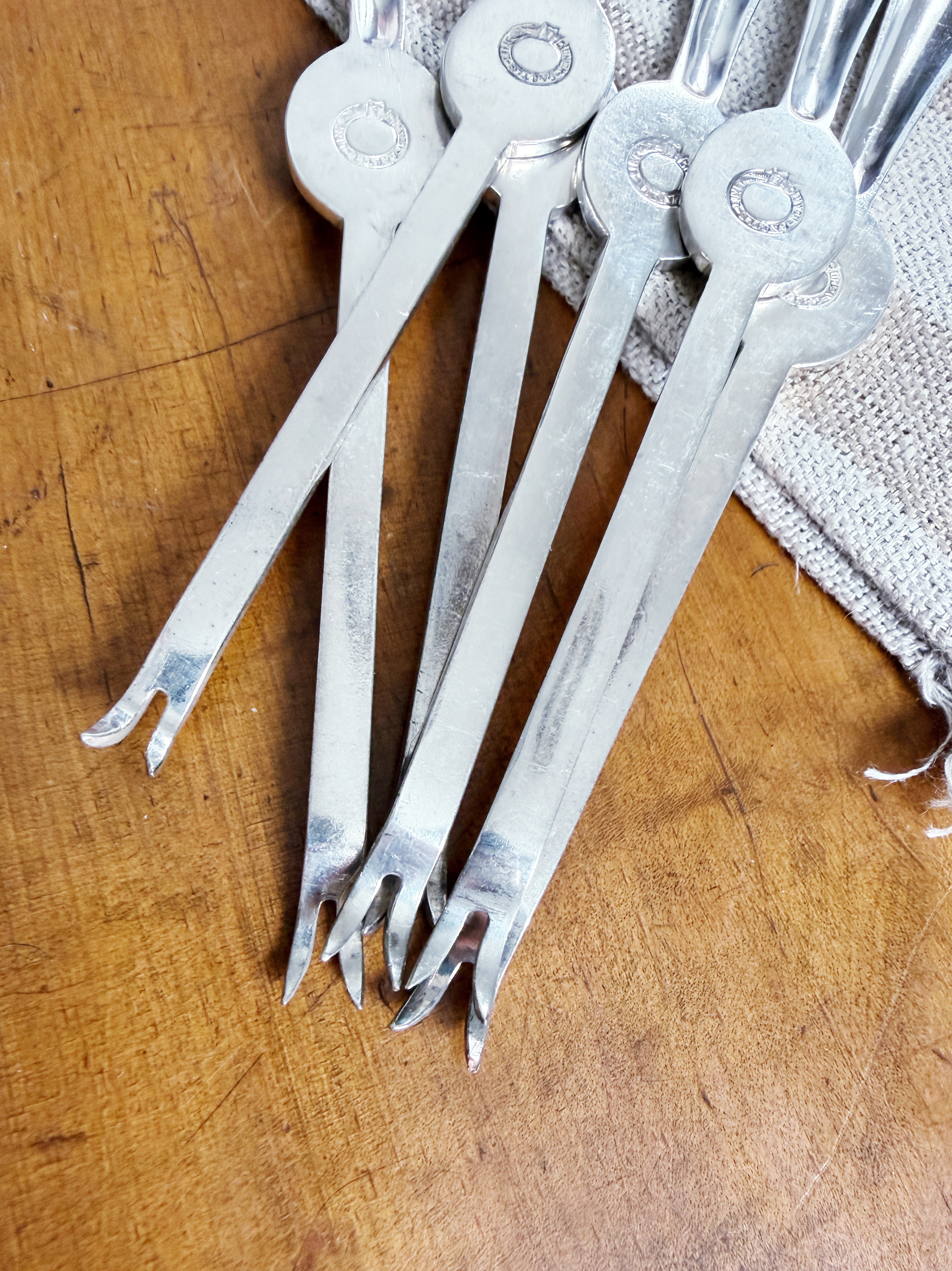 Antique Silver Plated Lobster Picks from Union Castle Line Steamship