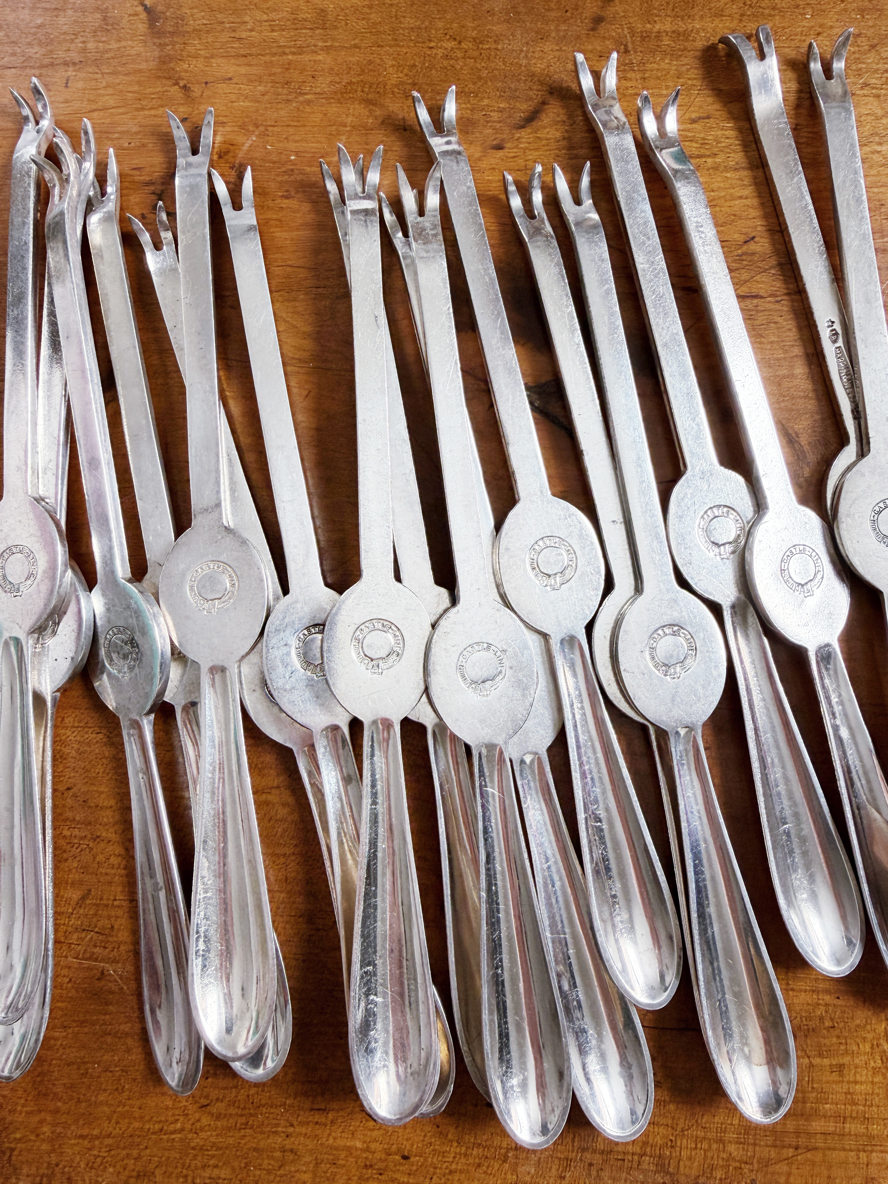 Antique Silver Plated Lobster Picks from Union Castle Line Steamship