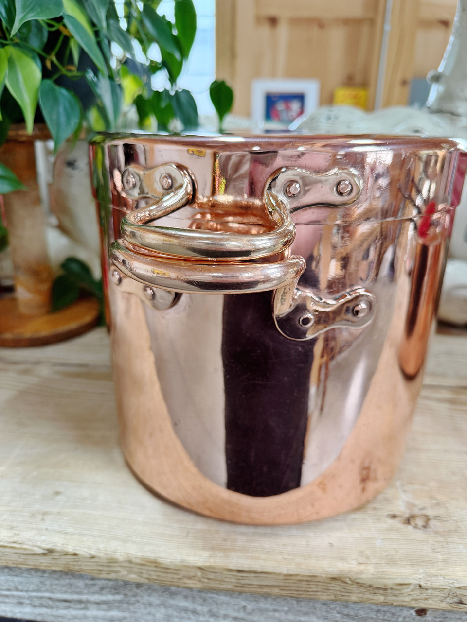 Antique English Copper Stockpot with Cover