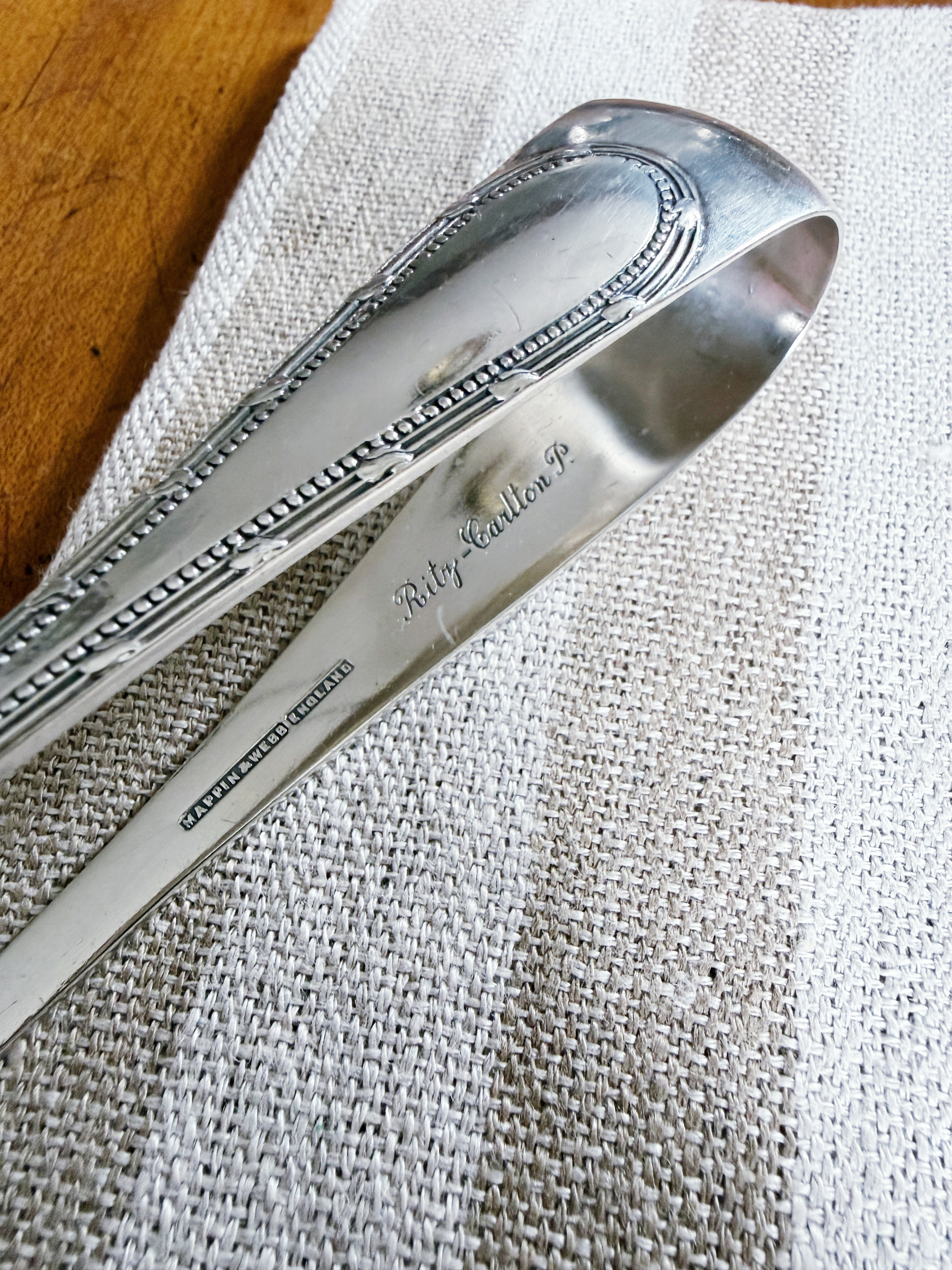 Antique Silver Plated Asparagus Tongs from Ritz Carlton Hotel