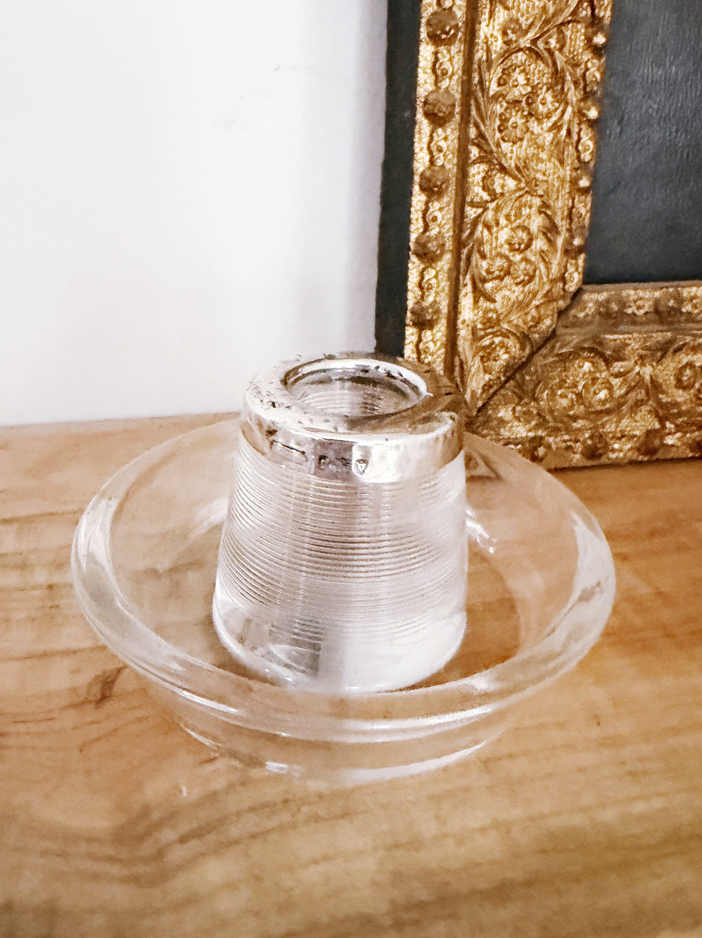 1906 English Sterling Silver and Glass Match Striker