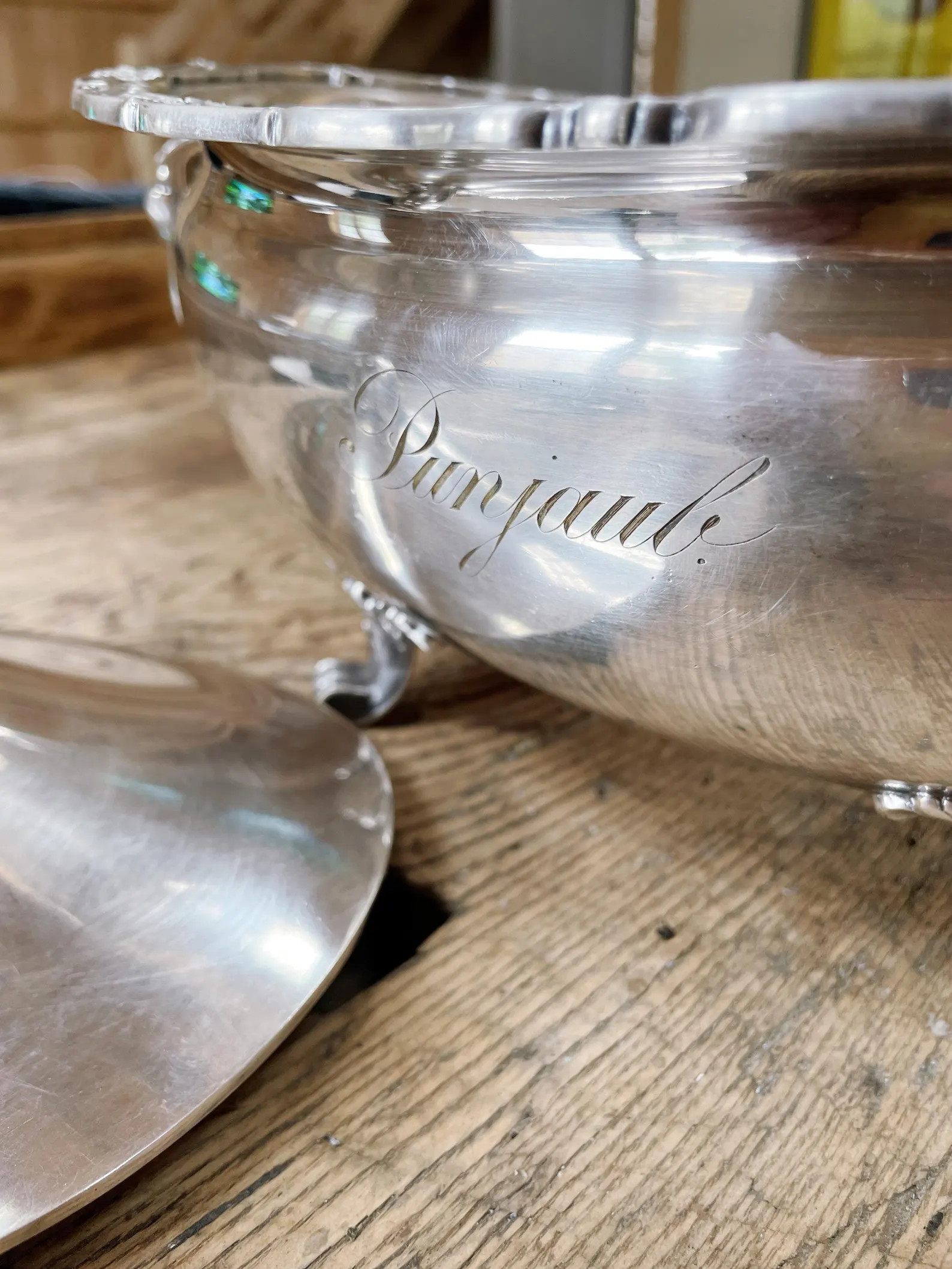 1887 Silver Plated Tureen from Steam Yacht Punjaub