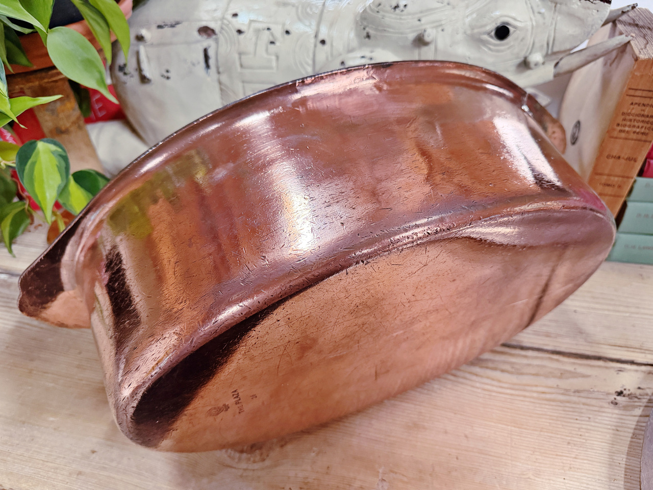 Large Antique Copper & Nickel Lidded Roaster from The Plaza NYC