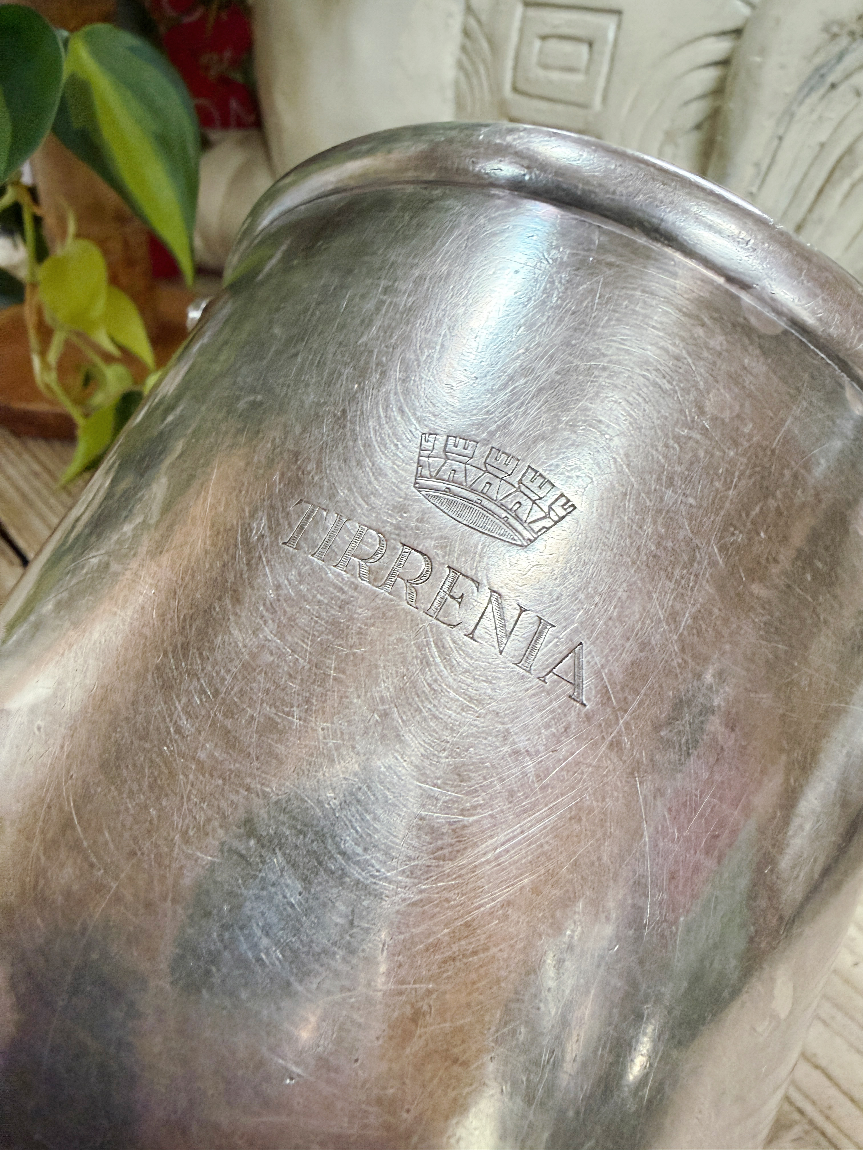 Vintage Silver Champagne & Ice Bucket from Tirrenia Italian Ocean Liner