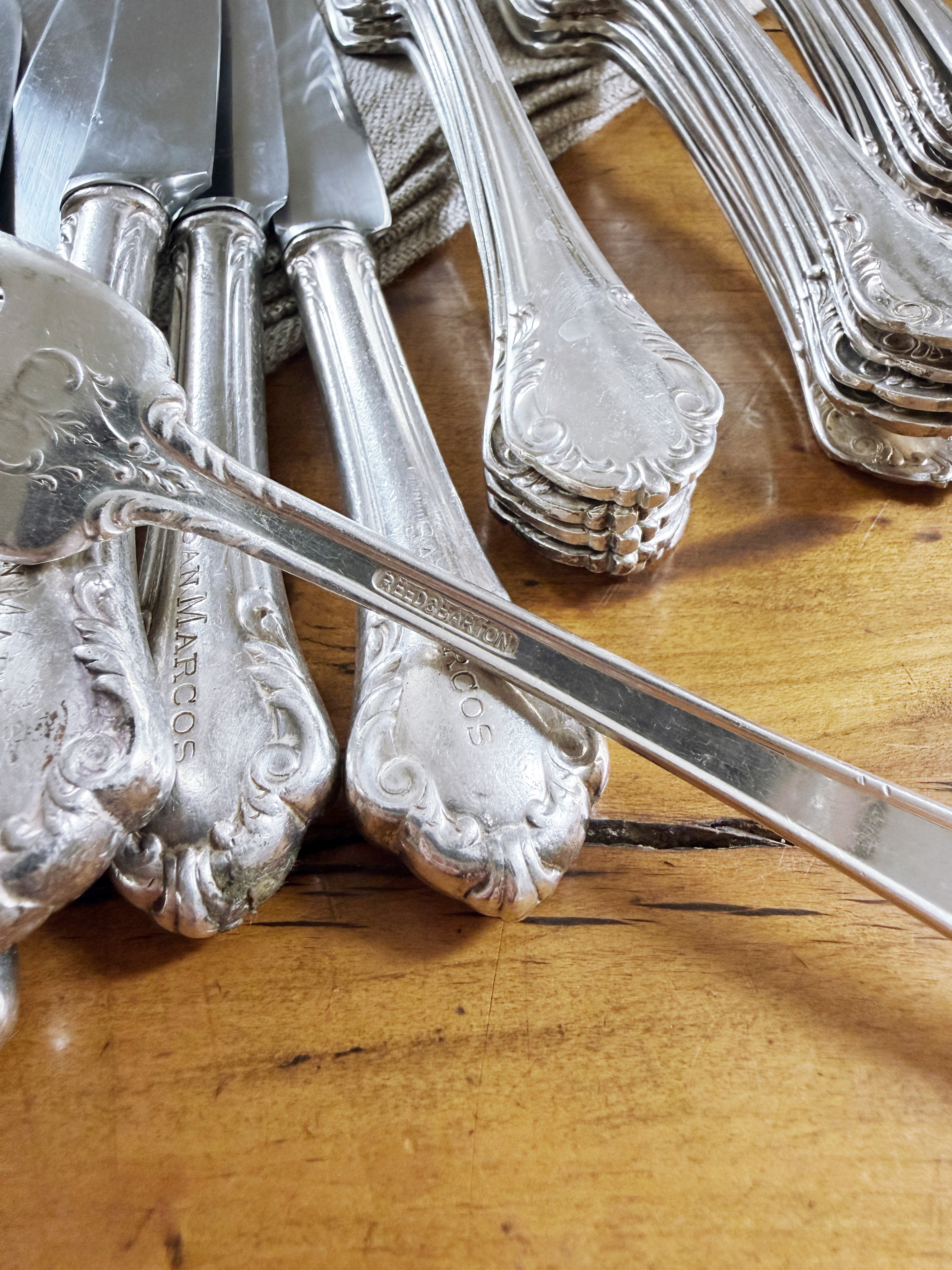 Service for 6 Silver Plated Flatware from The San Marcos Hotel Santa Barbara CA